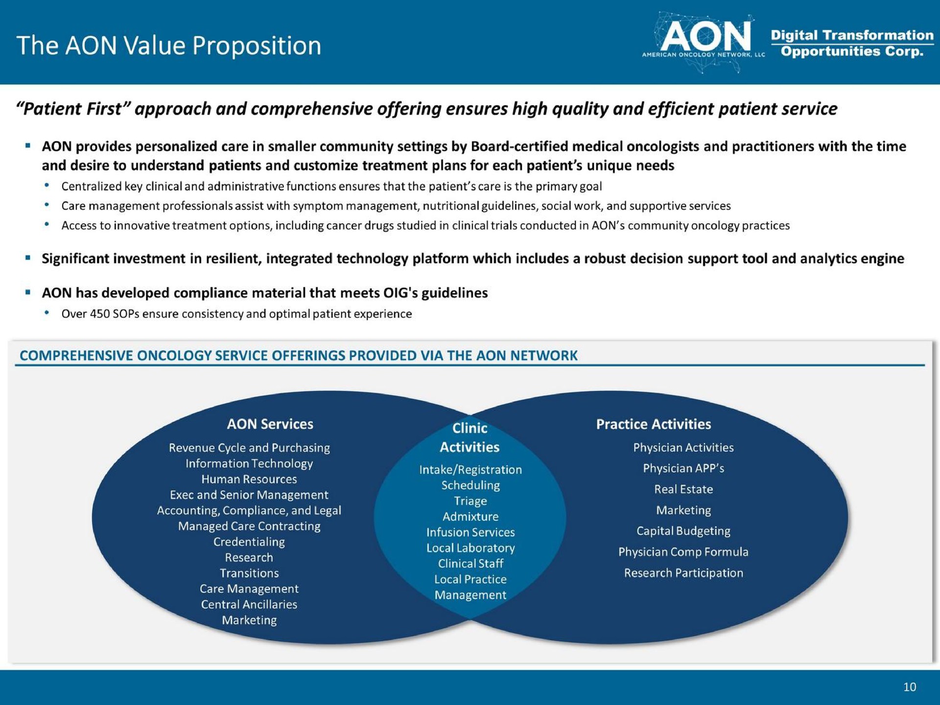 the value proposition transformation patient first approach and comprehensive offering ensures high quality and efficient patient service | American Oncology Network