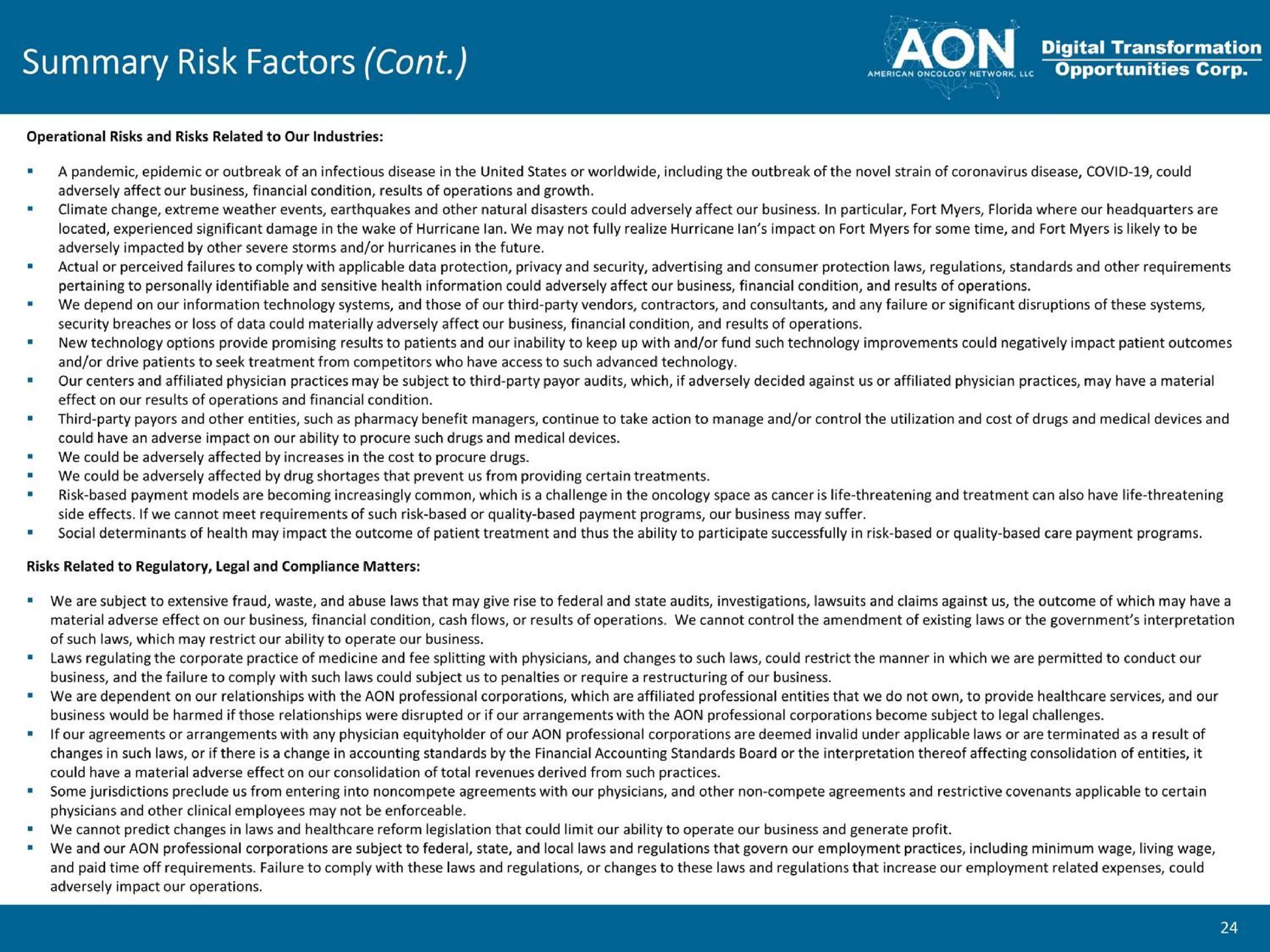summary risk factors | American Oncology Network