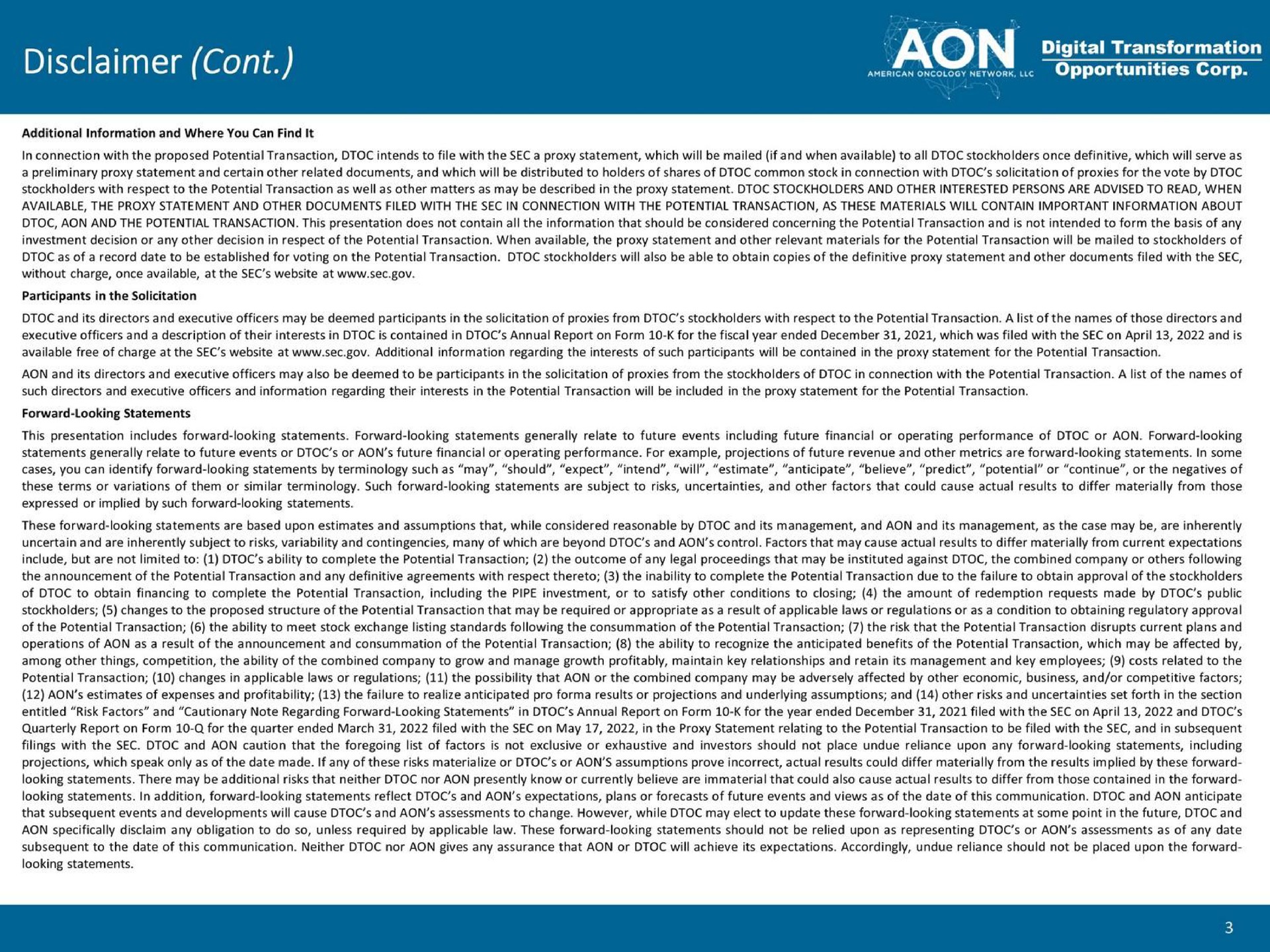 disclaimer see a | American Oncology Network