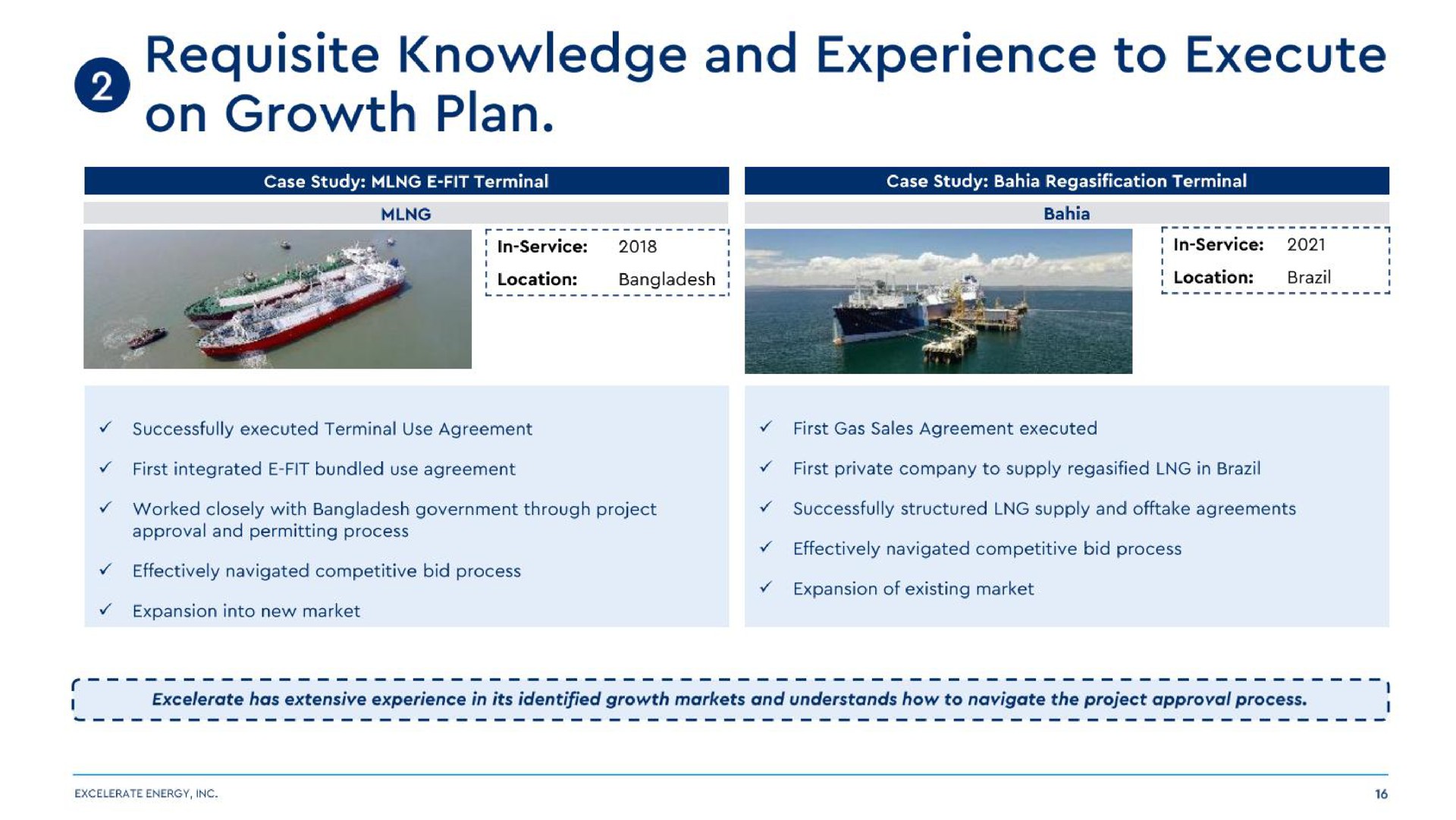 requisite knowledge and experience to execute on growth plan cane | Excelerate Energy