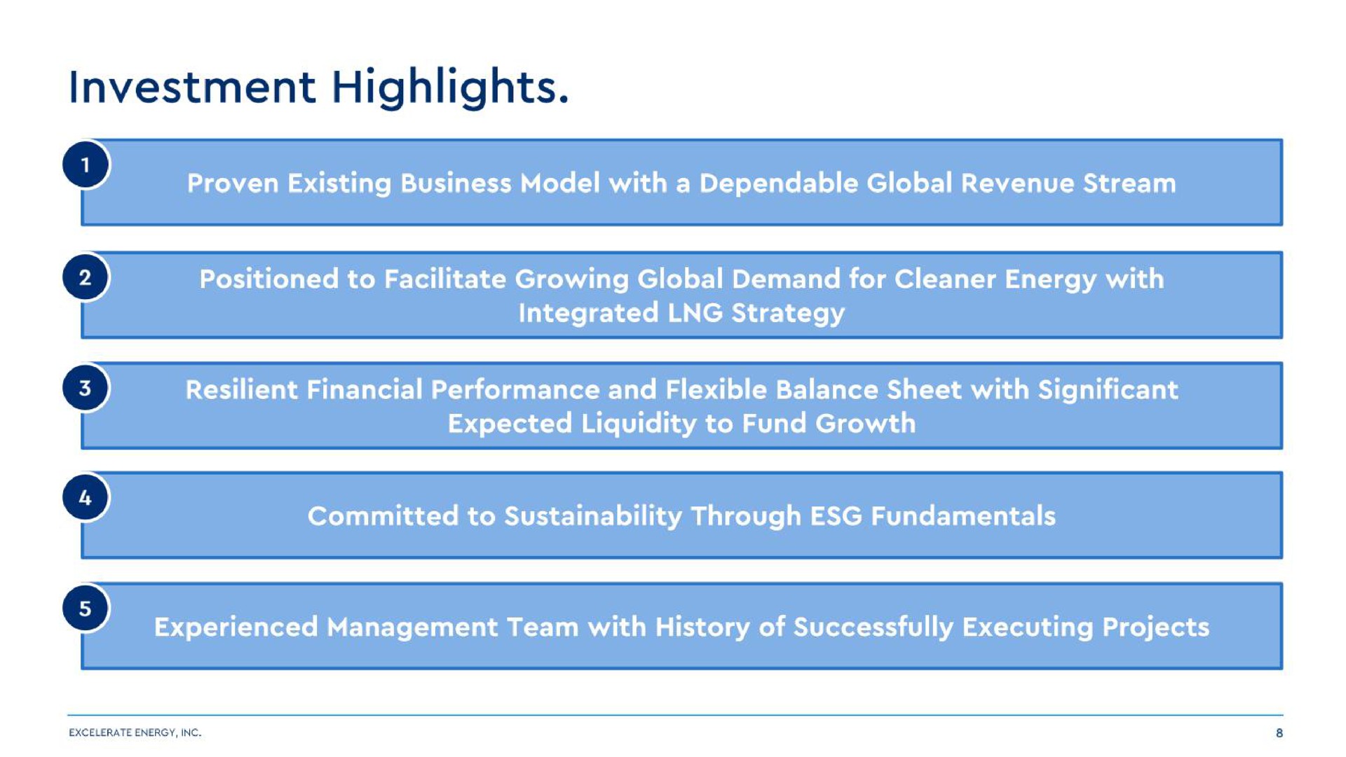 investment highlights | Excelerate Energy