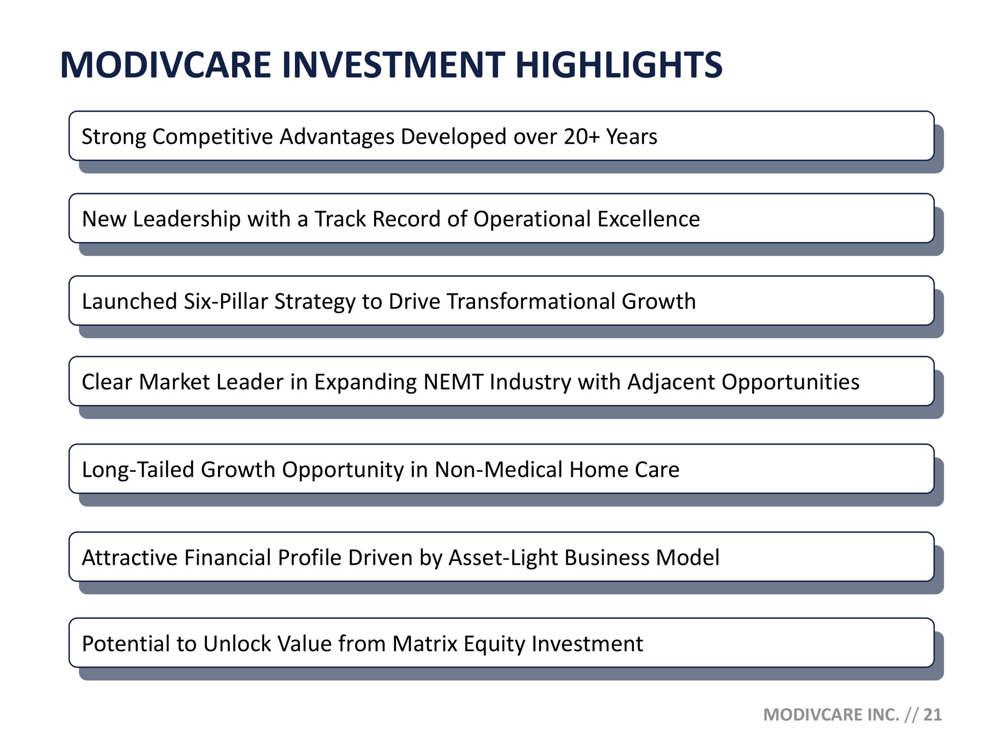 investment highlights | ModivCare