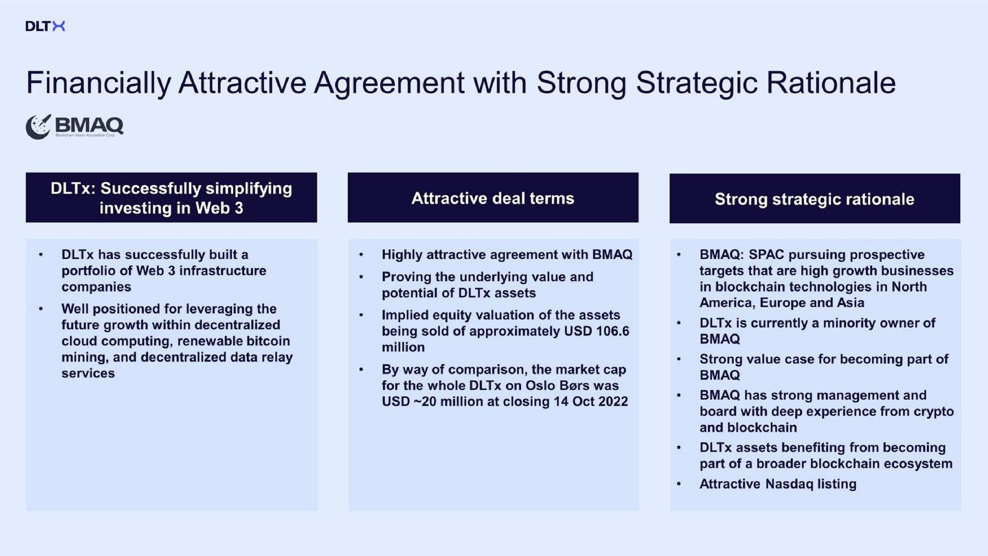 financially attractive agreement with strong strategic rationale | DLTx