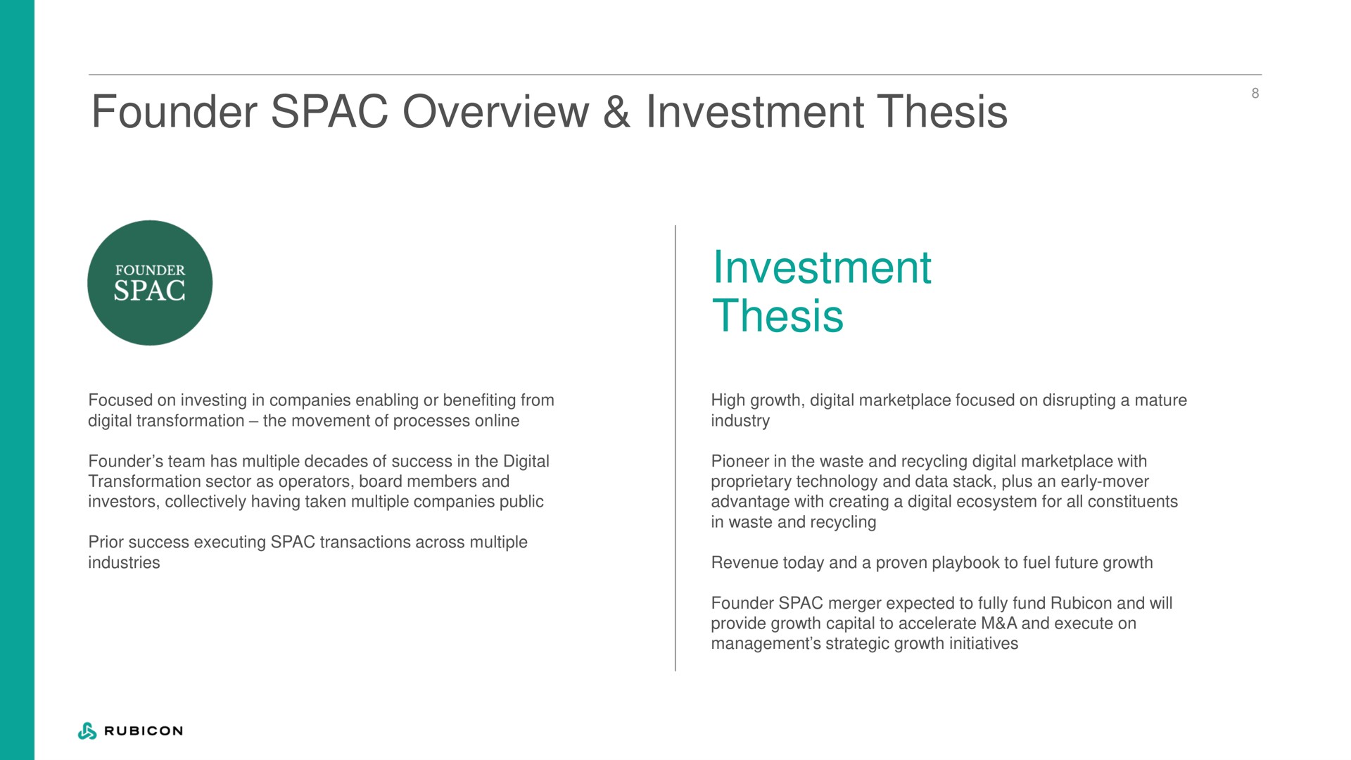 founder overview investment thesis investment thesis | Rubicon Technologies