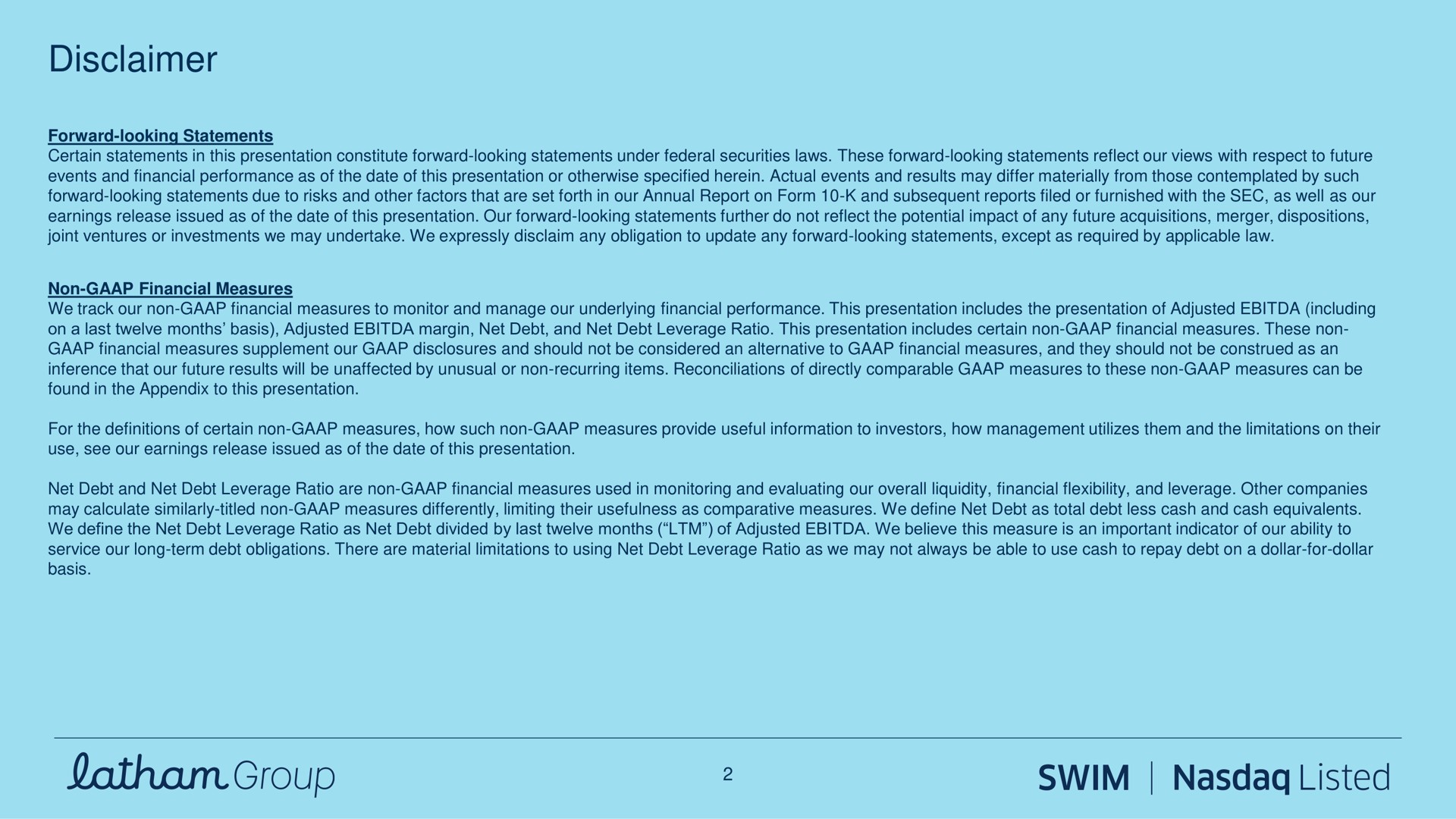disclaimer group swim listed | Latham Pool Company