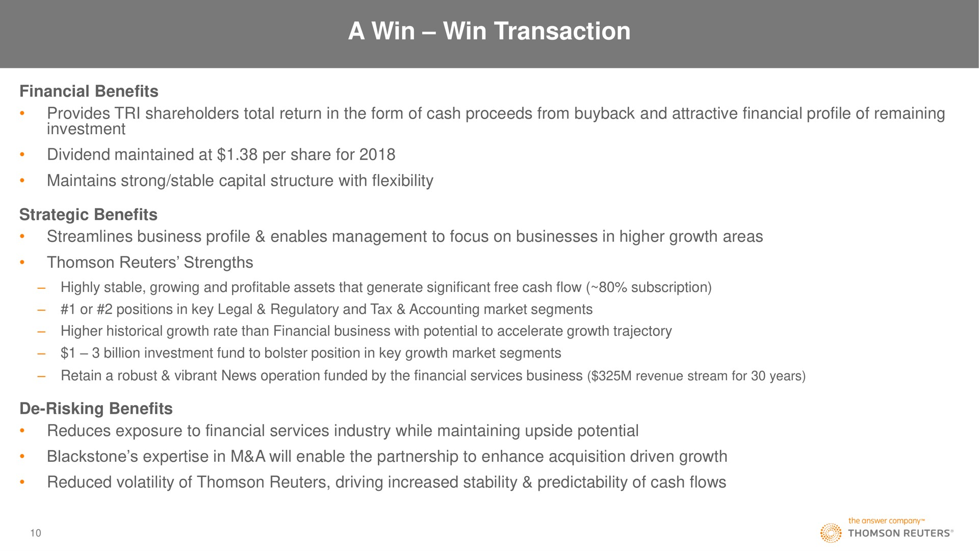 a win win transaction | Thomson Reuters