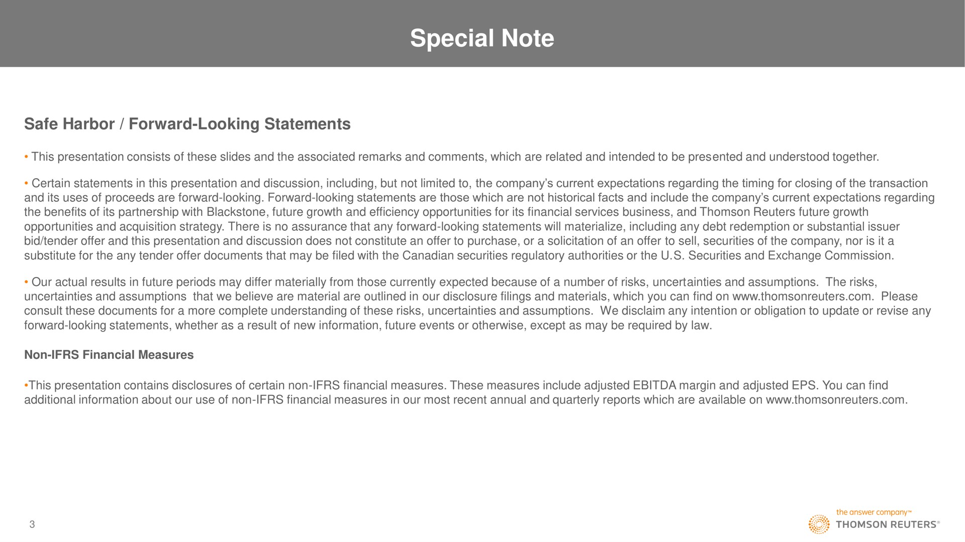 special note | Thomson Reuters