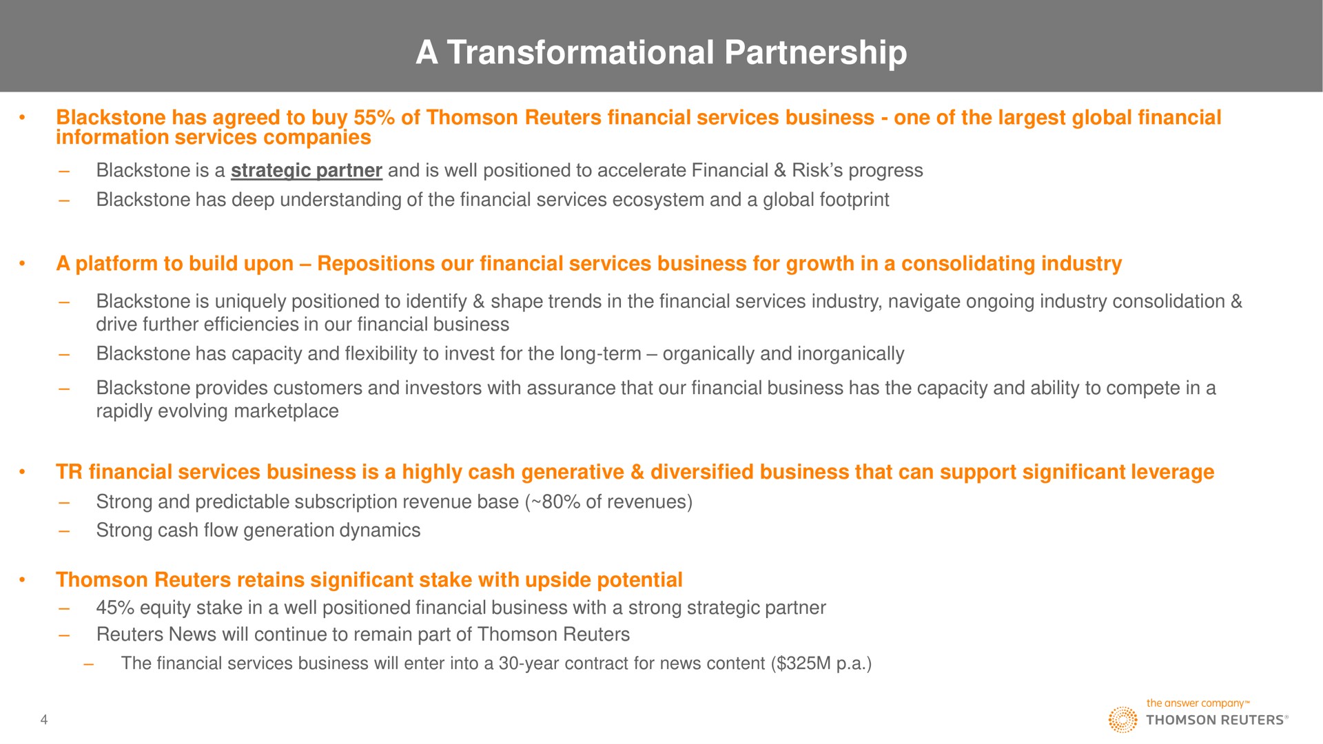 a partnership | Thomson Reuters