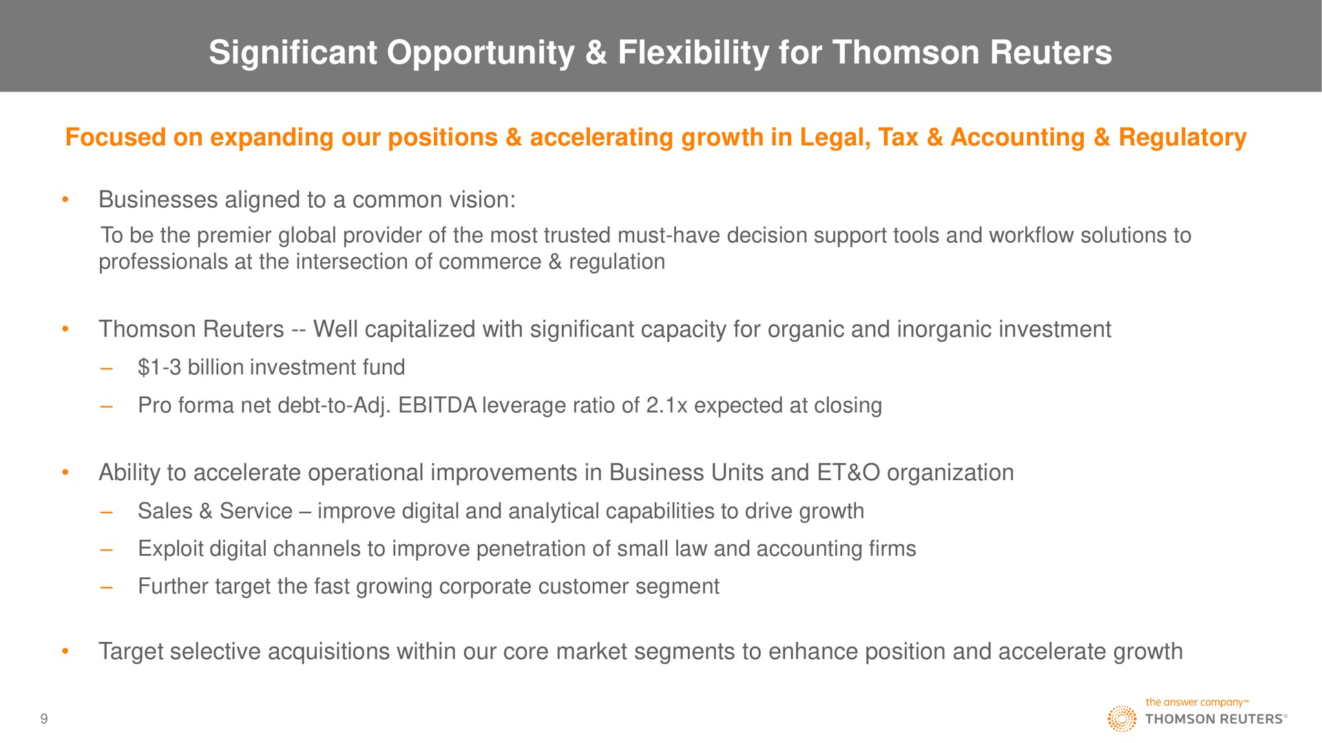 significant opportunity flexibility for | Thomson Reuters