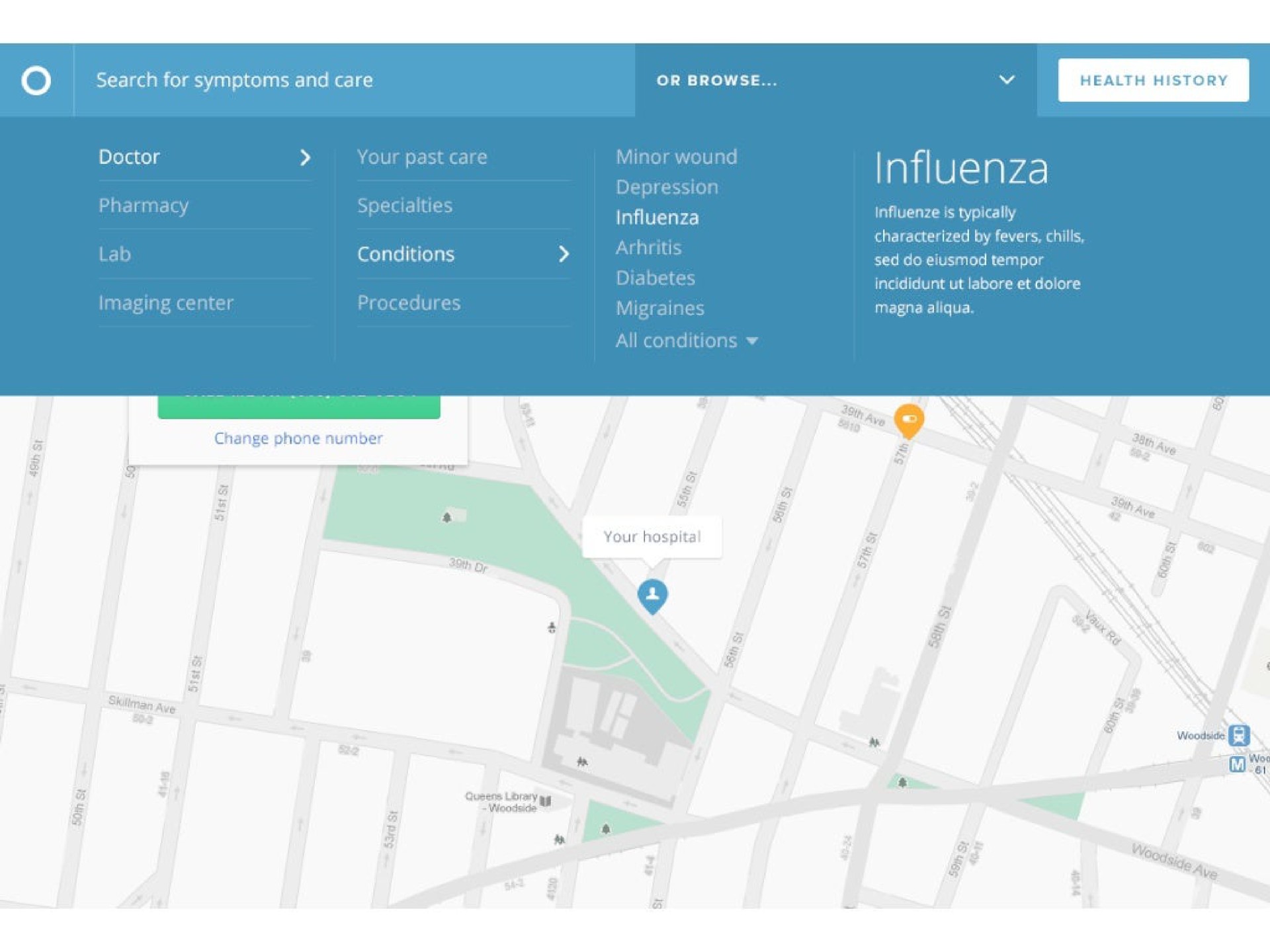 search for symptoms and care or browse waar spec influenza is typically | Oscar Health