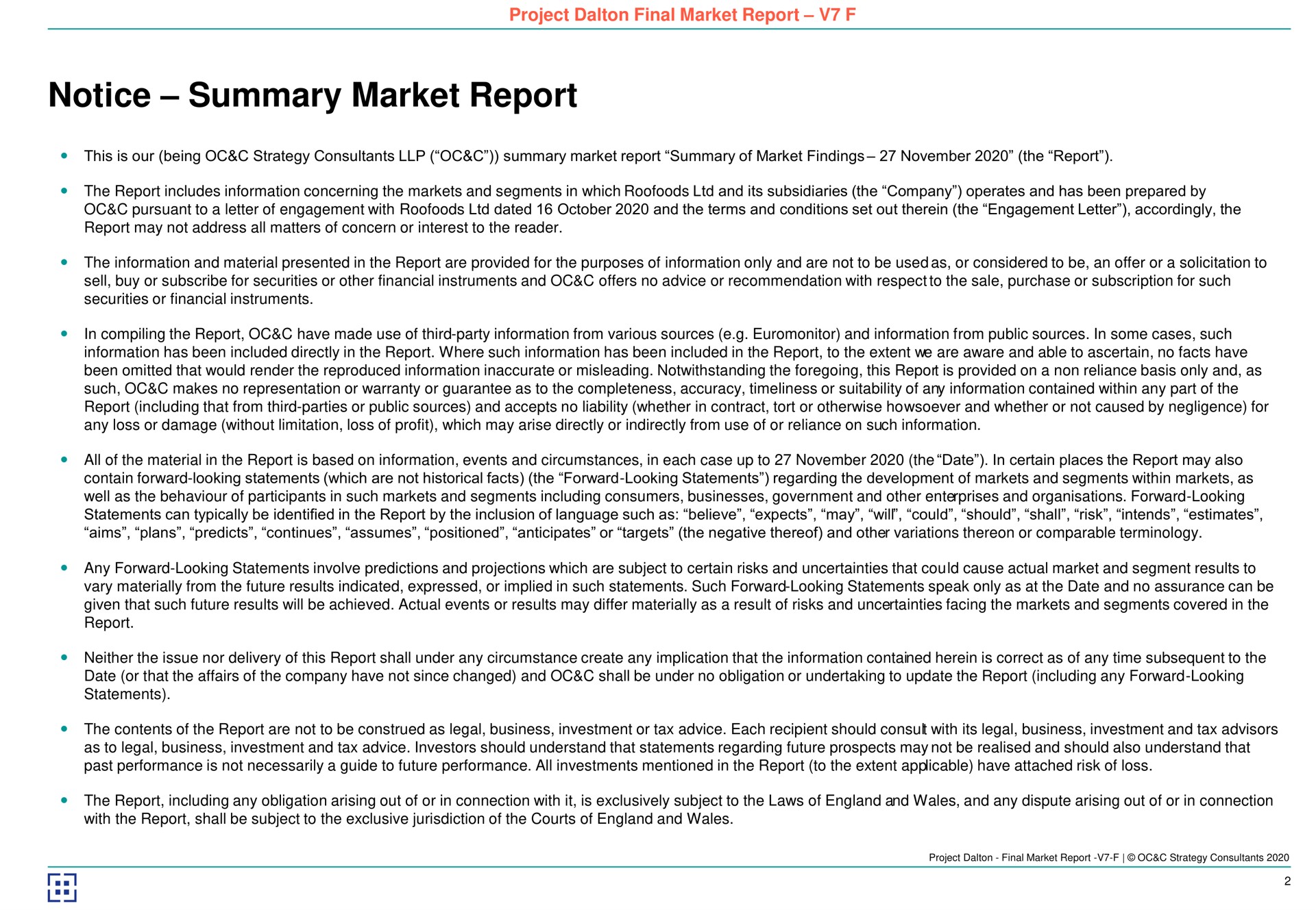 notice summary market report | Deliveroo