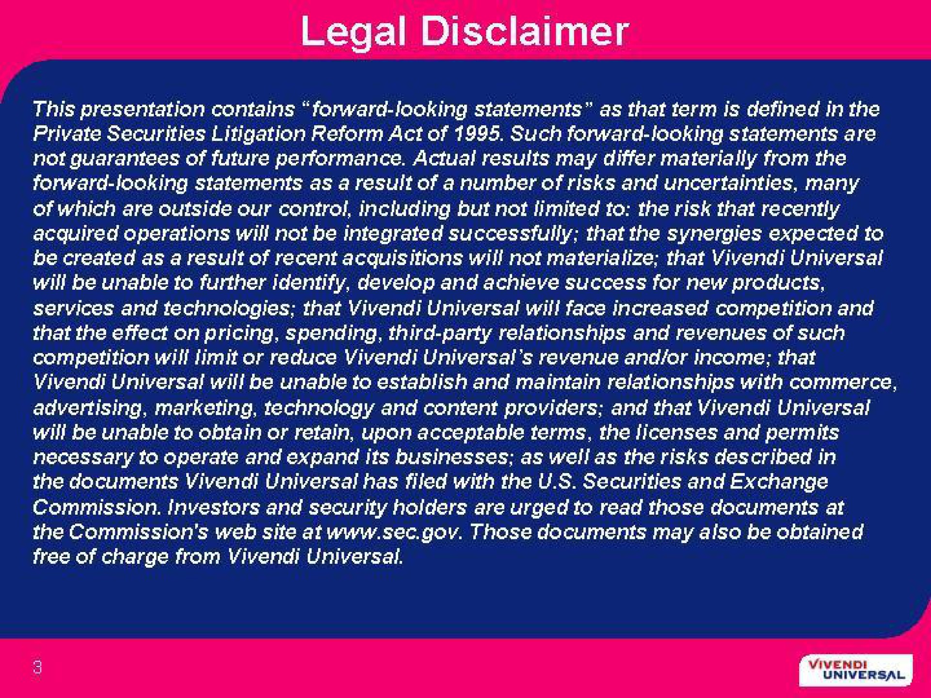 legal disclaimer | Vivendi