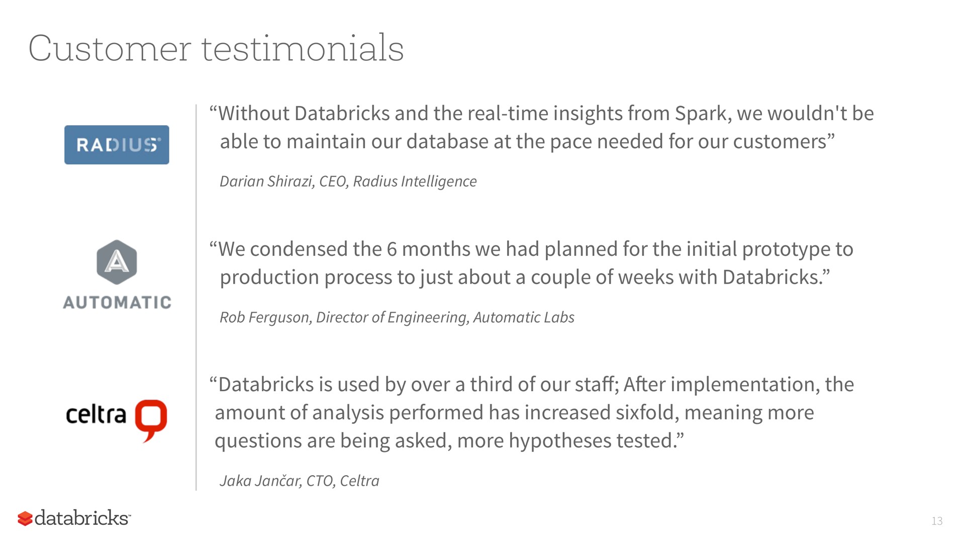 customer testimonials | Databricks
