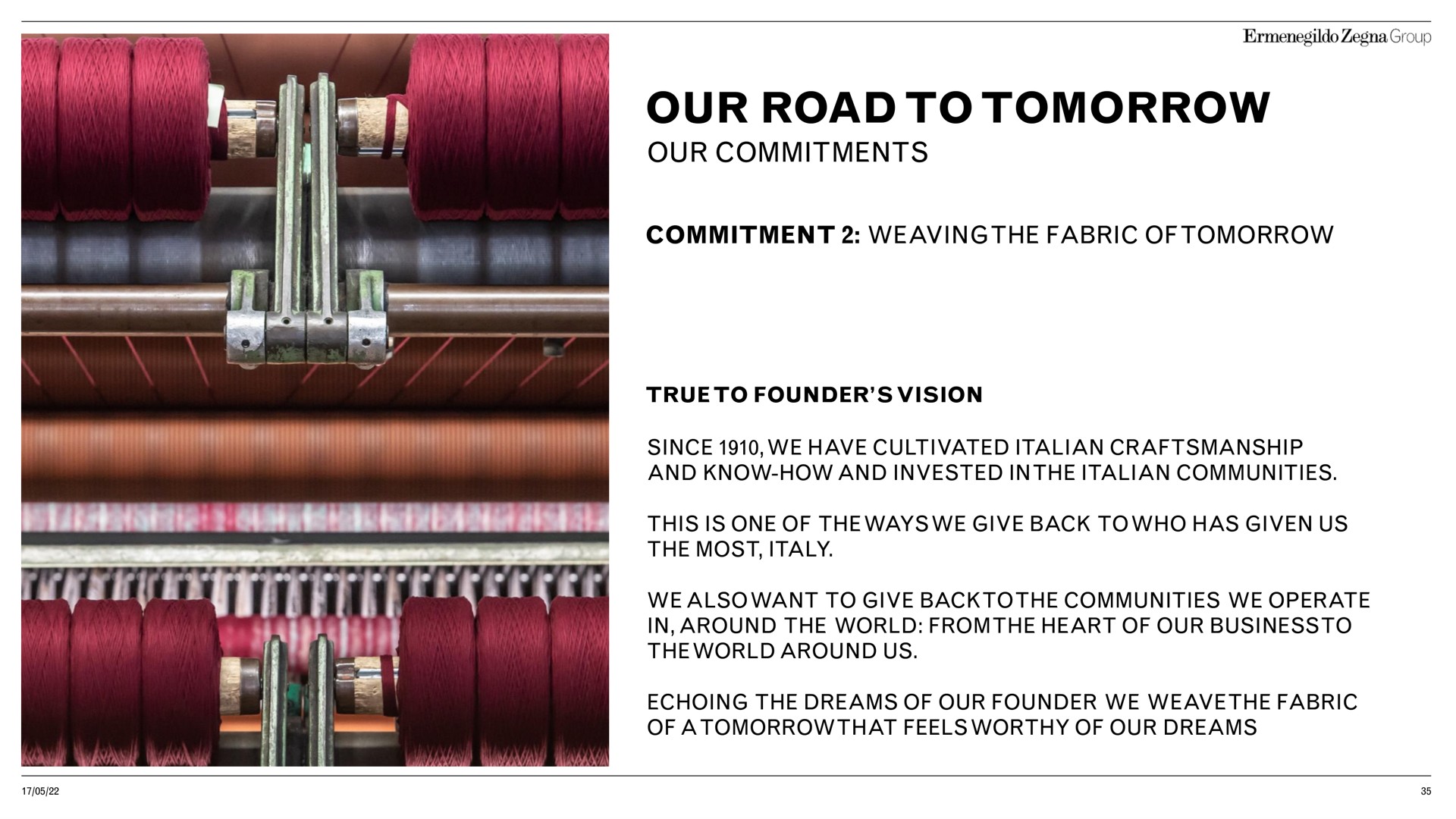 our road to tomorrow commitments i | Zegna