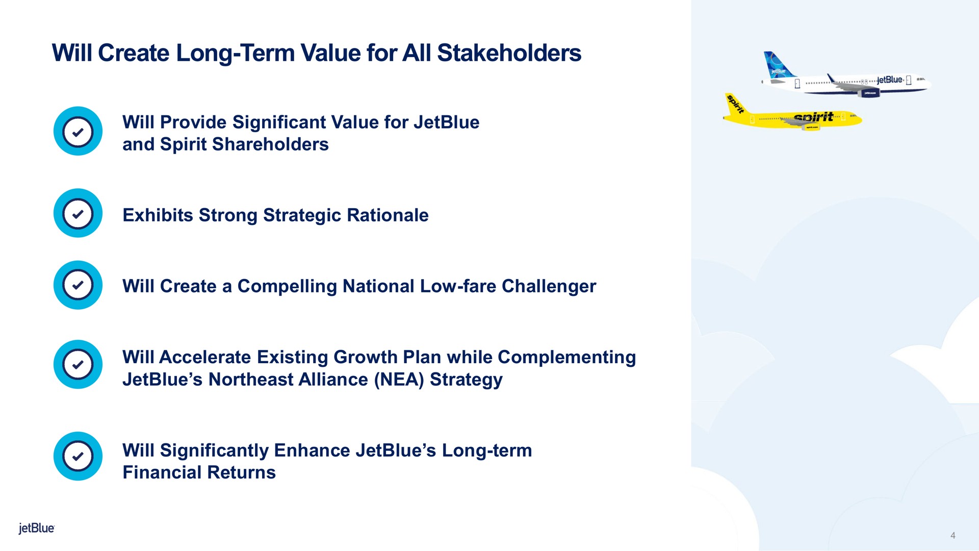 will create long term value for all stakeholders provide significant exhibits strong strategic rationale | jetBlue