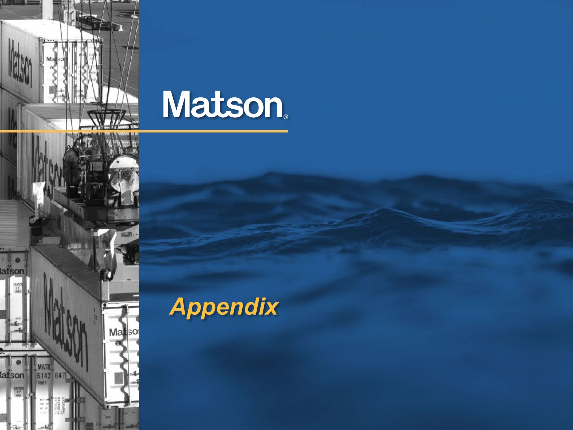 appendix | Matson
