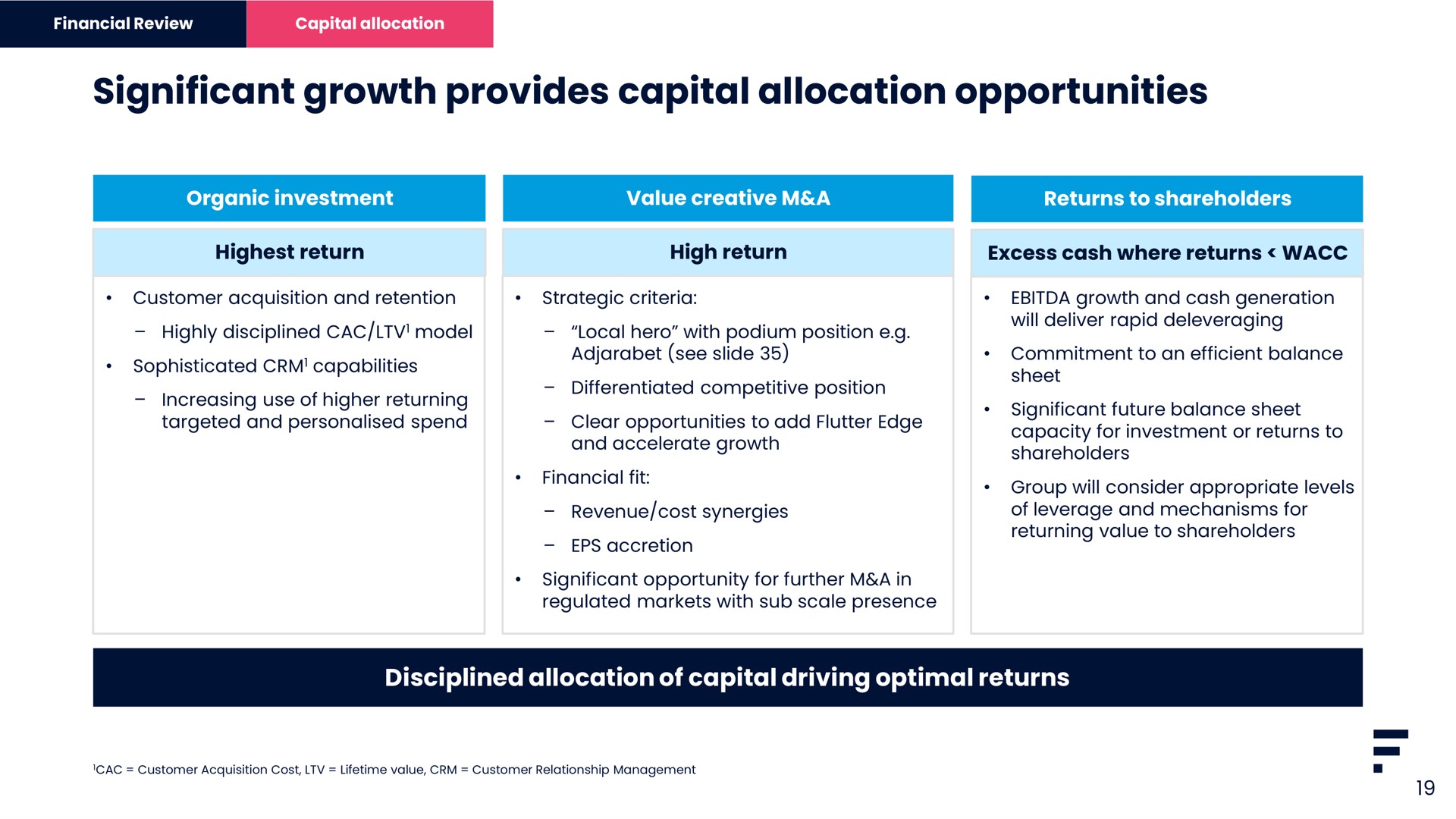 significant growth provides capital allocation opportunities | Flutter