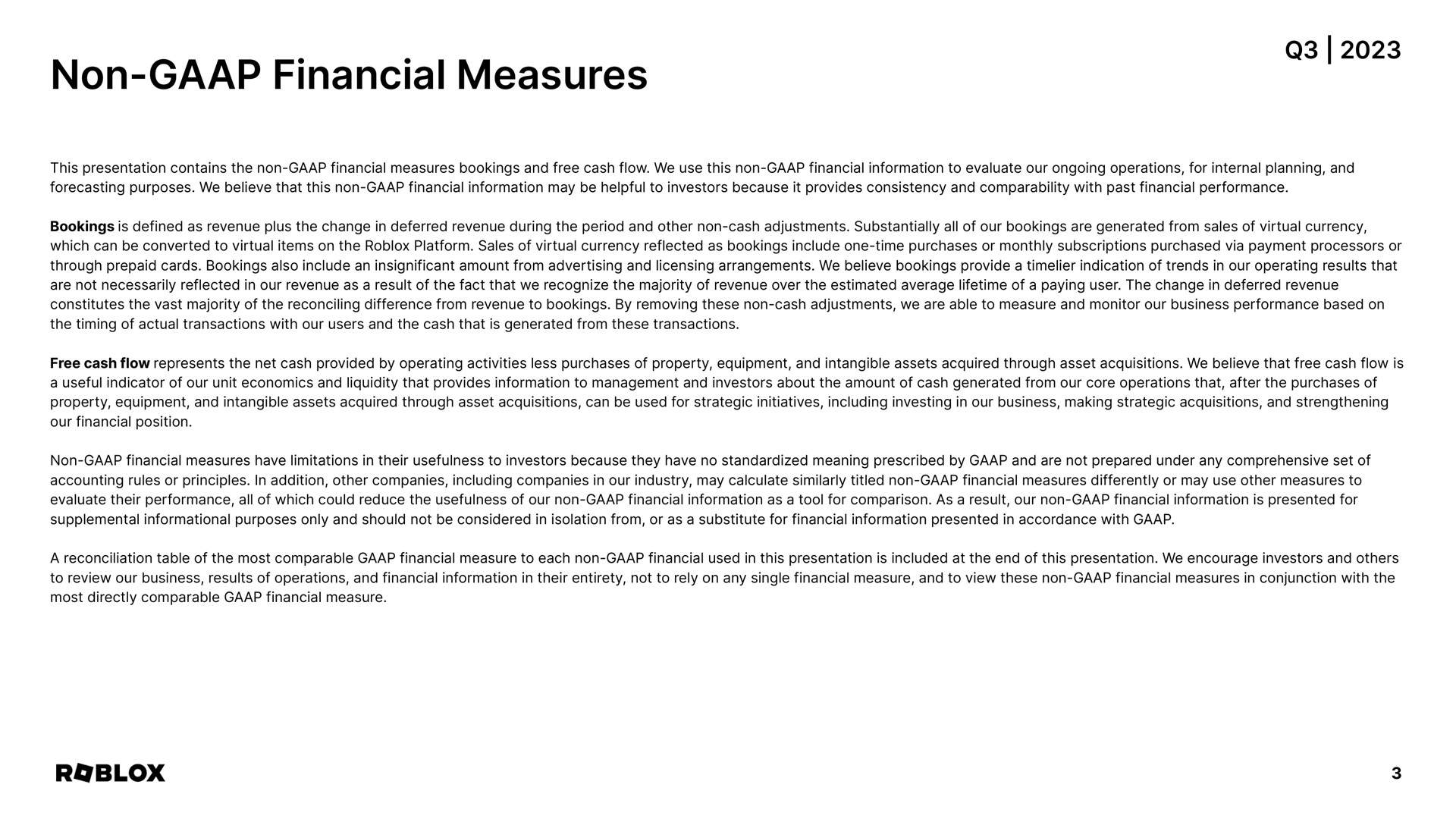 non financial measures | Roblox
