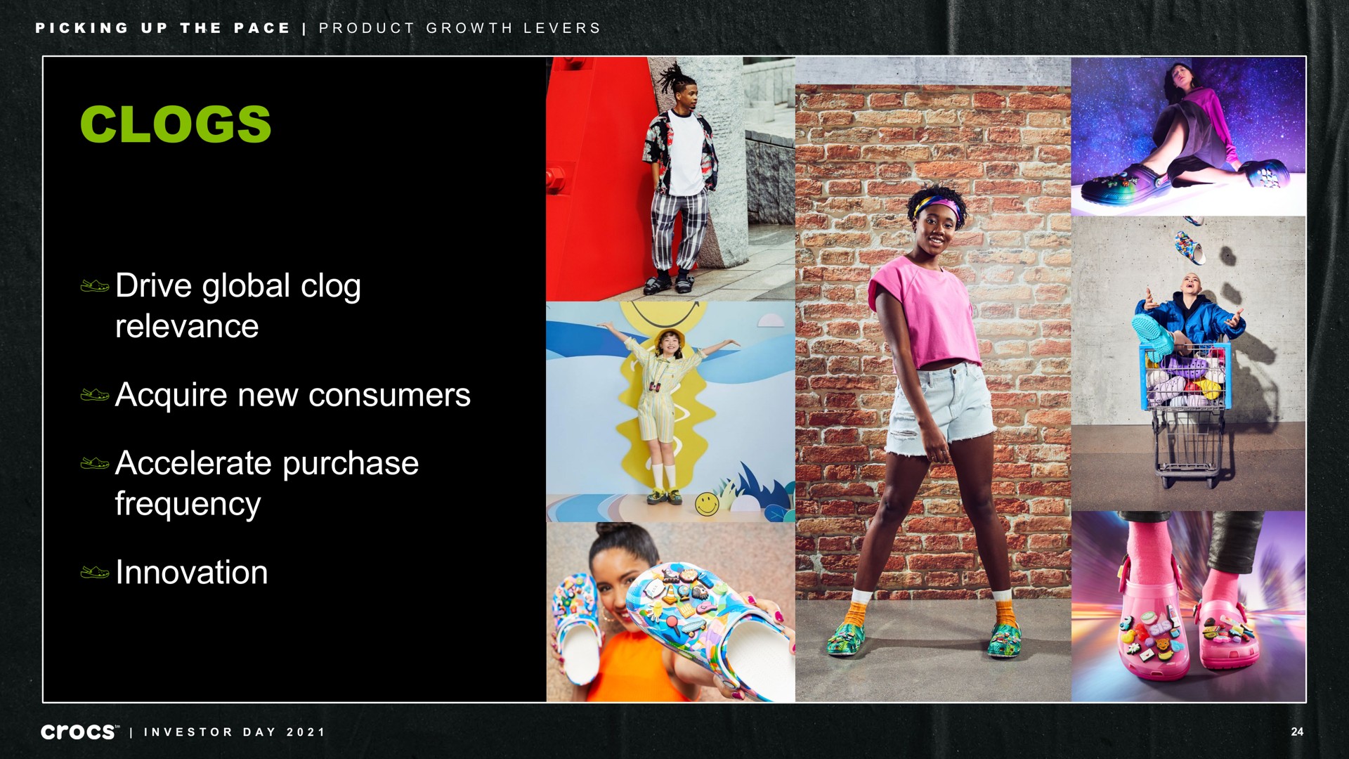 clogs drive global clog relevance acquire new consumers accelerate purchase frequency innovation picking up the pace product growth levers investor day | Crocs