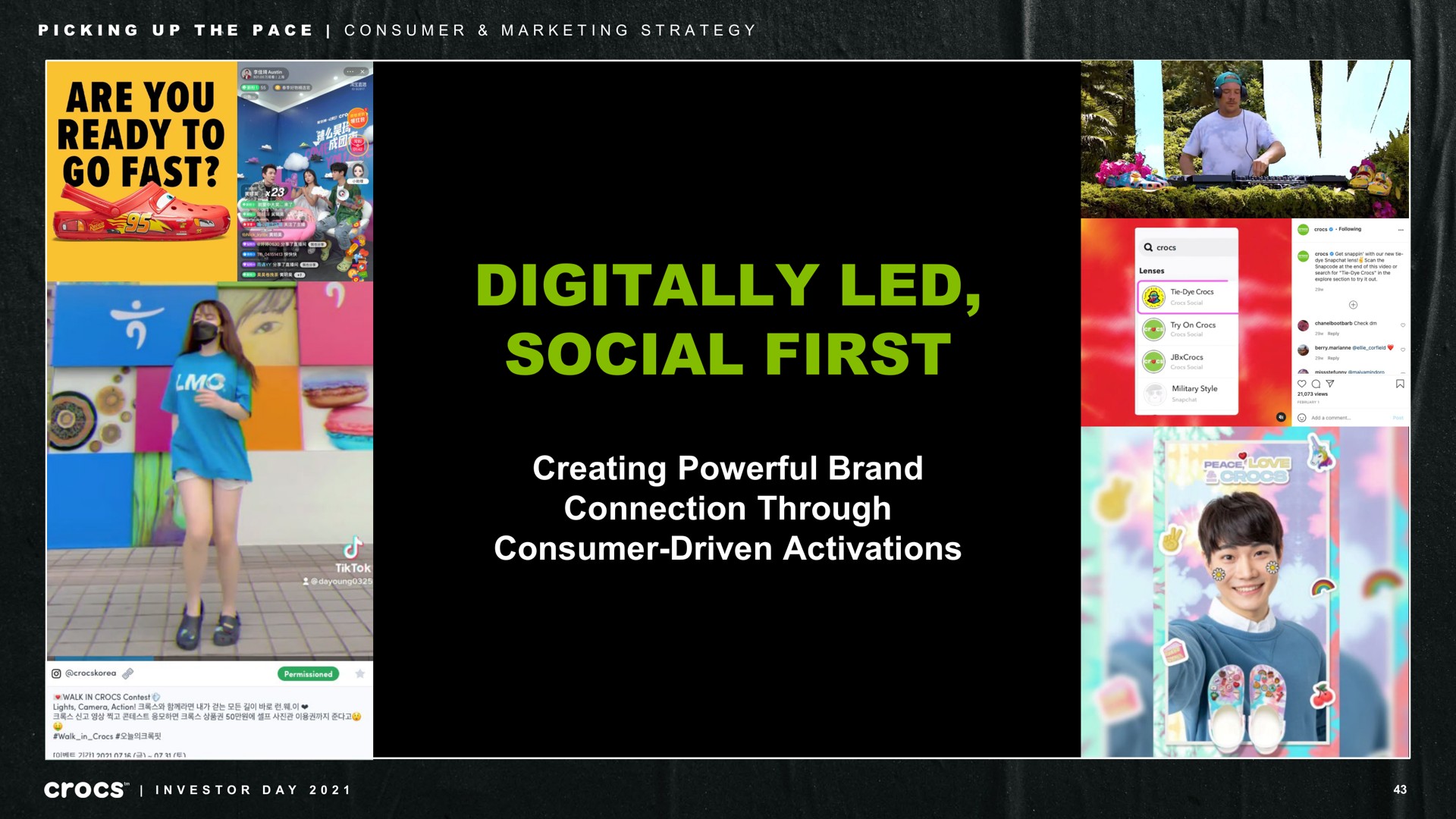 digitally led social first creating powerful brand connection through consumer driven activations picking up the pace consumer marketing strategy be aes i investor day | Crocs
