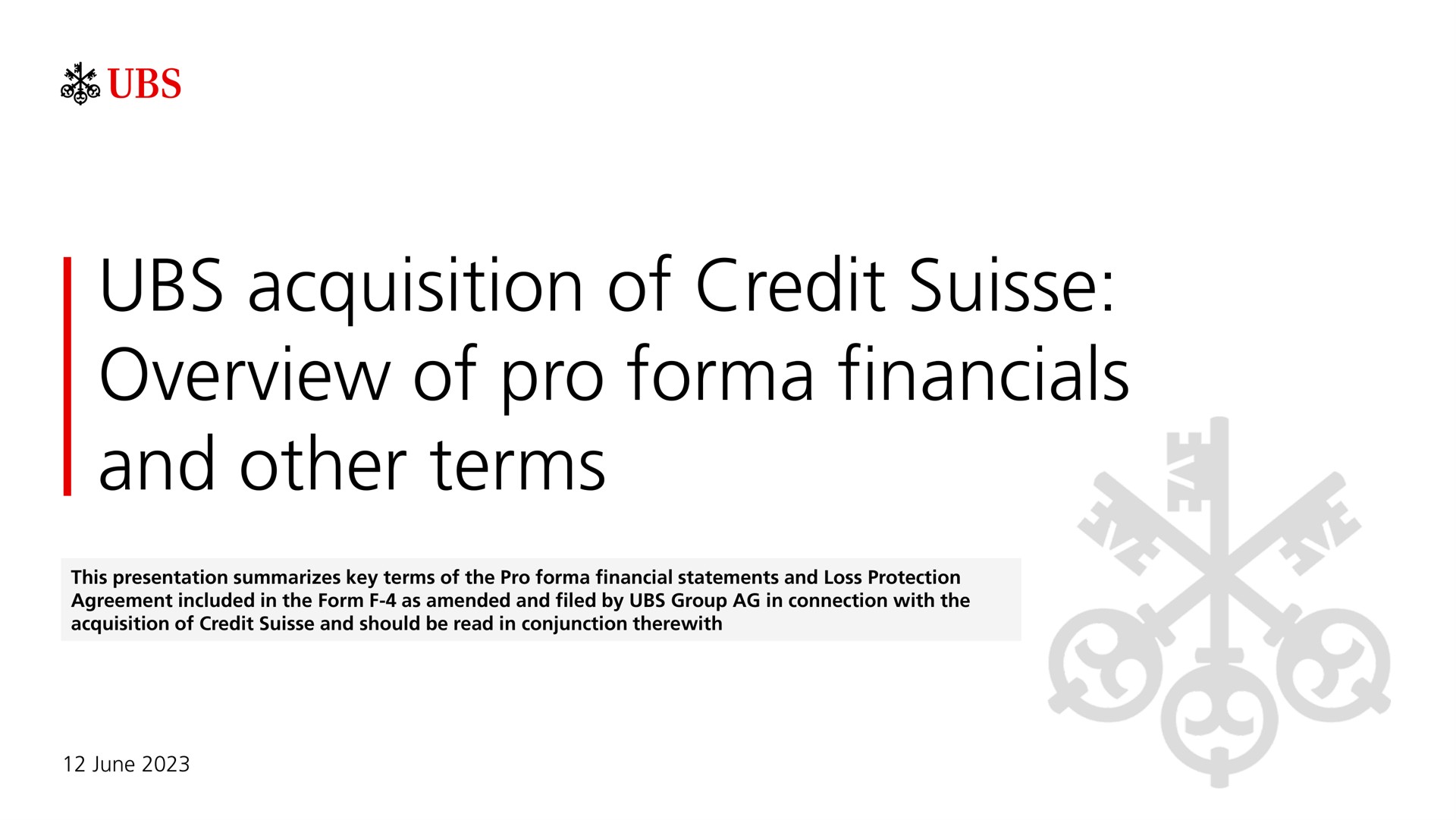 acquisition of credit overview of pro and other terms | UBS