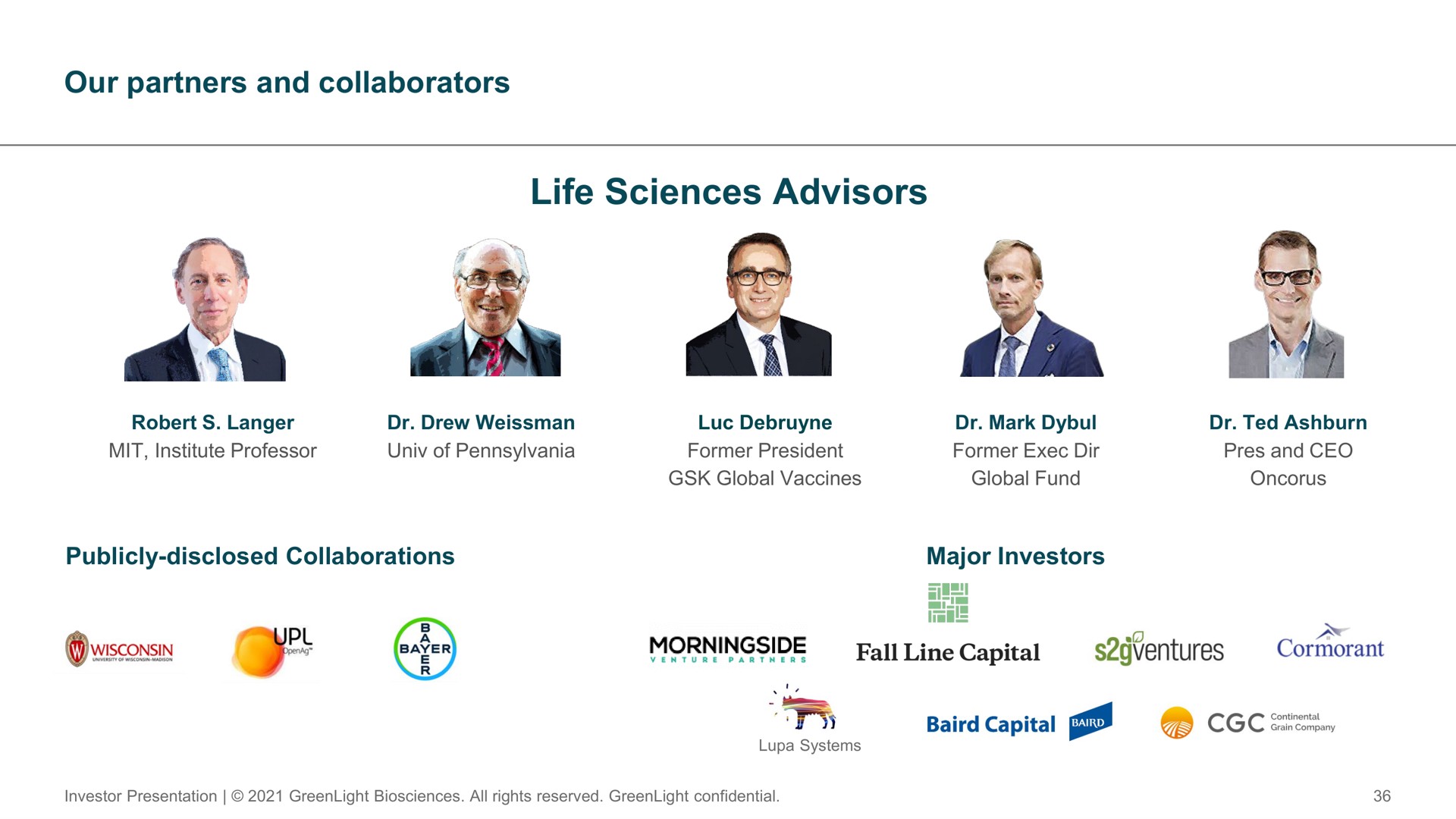 our partners and collaborators life sciences advisors a pig opt a capital go | GreenLight