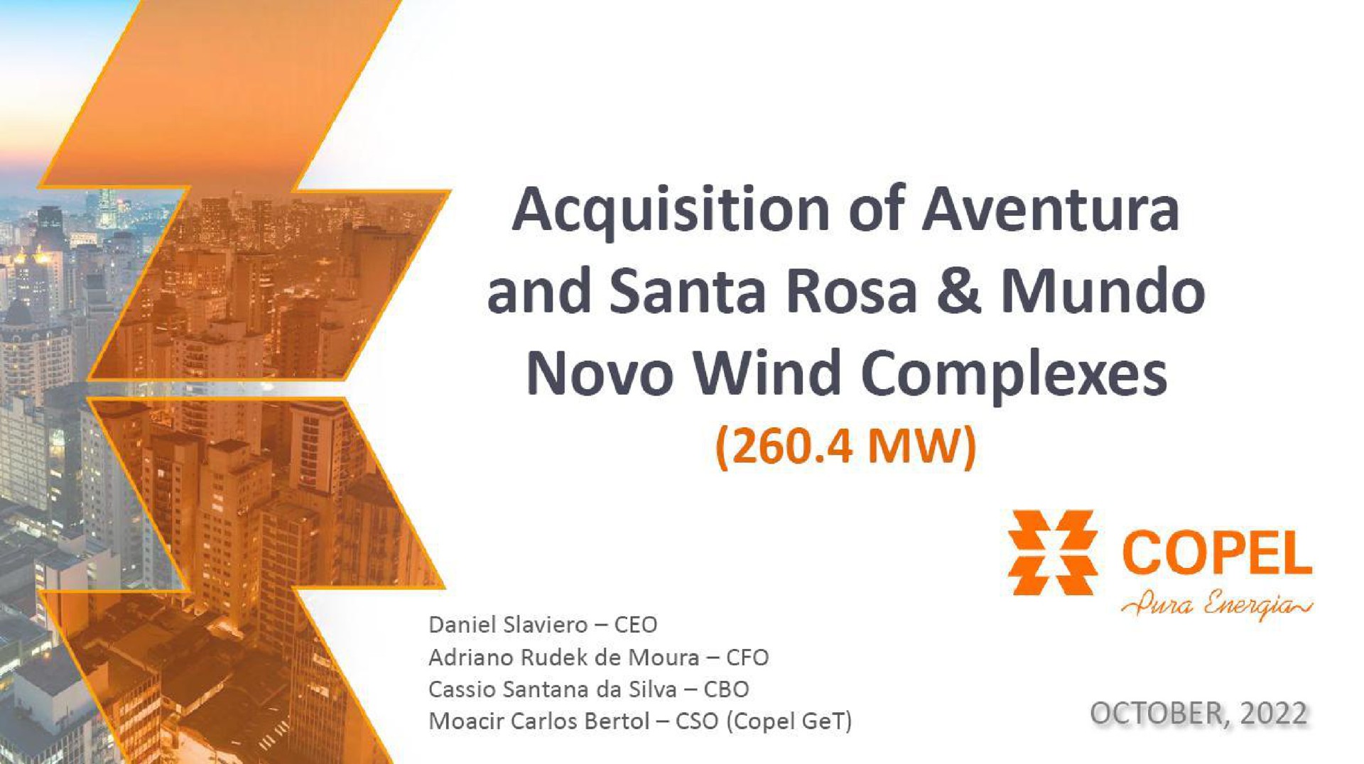 acquisition of and wind complexes | Energy Company of Parana