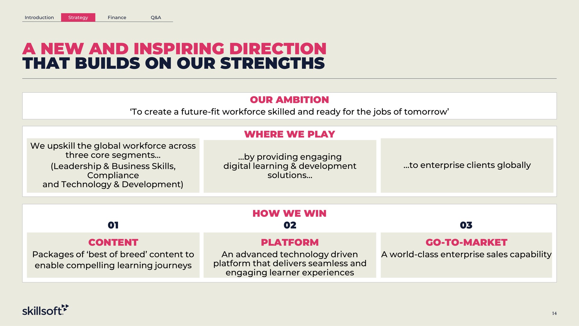 a new and inspiring direction that builds on our strengths | Skillsoft