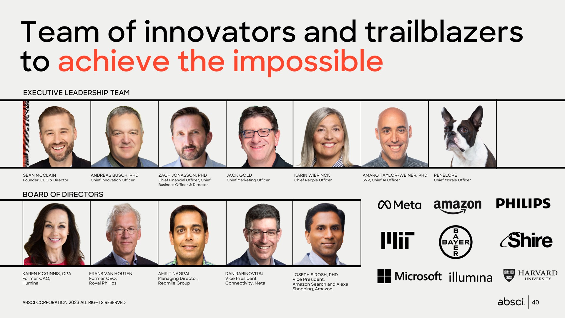team of innovators and to achieve the impossible hire | Absci