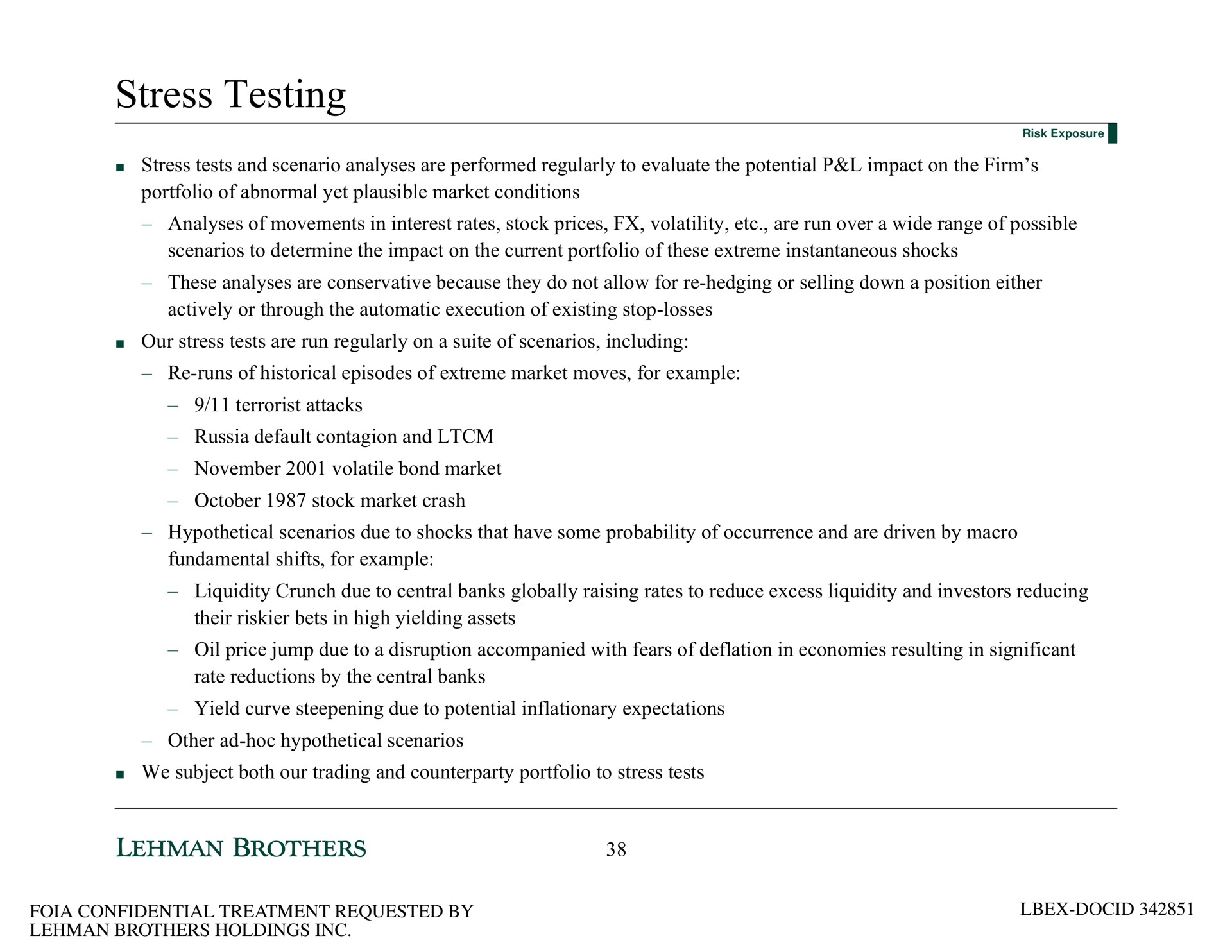 stress testing | Lehman Brothers