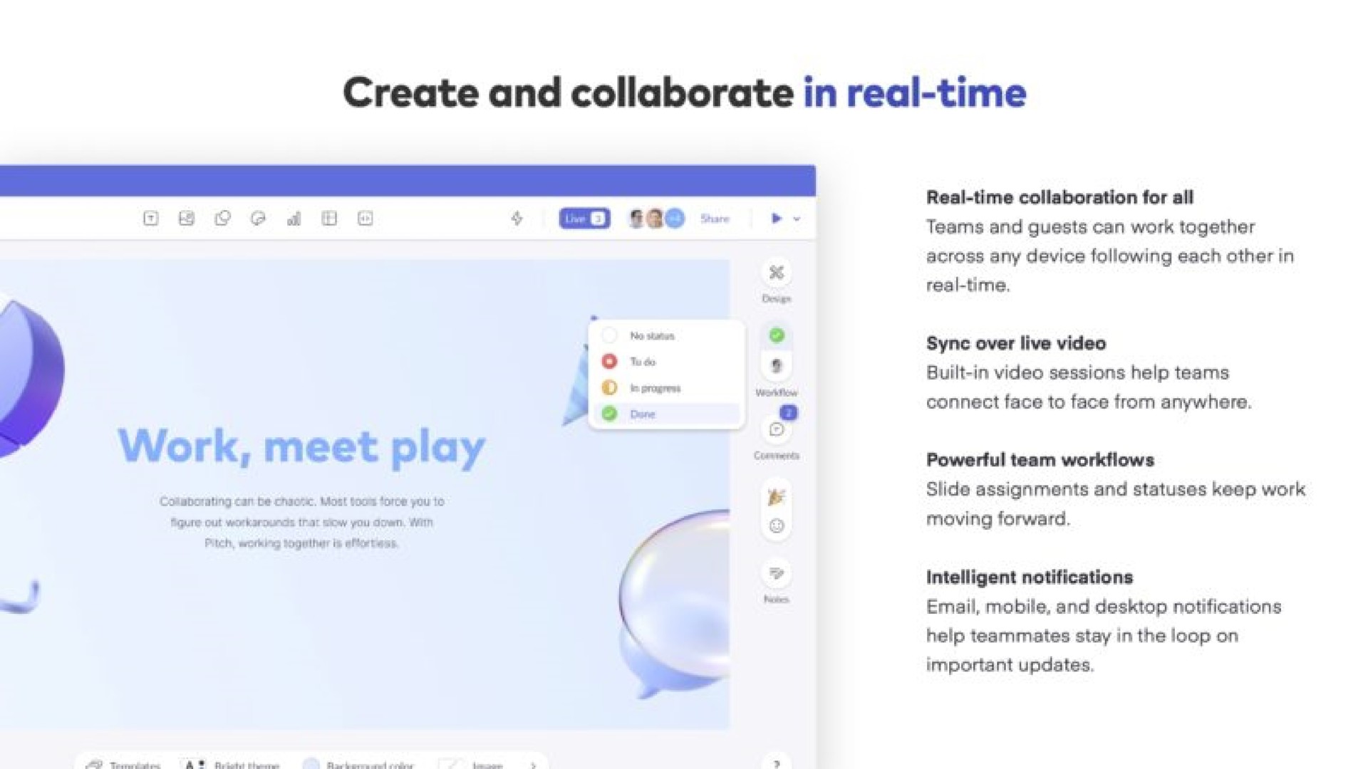 create and collaborate in real time work meet a | Pitch