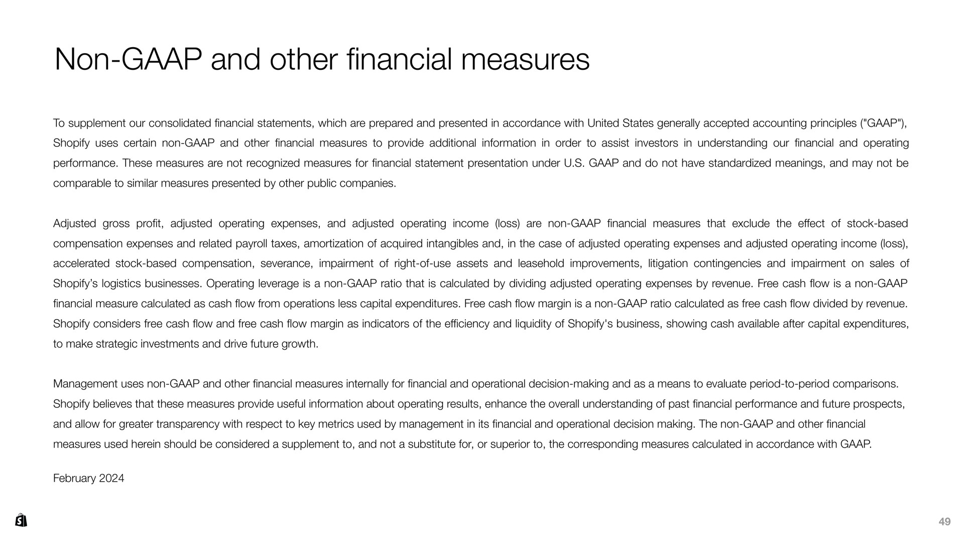 non and other measures financial | Shopify