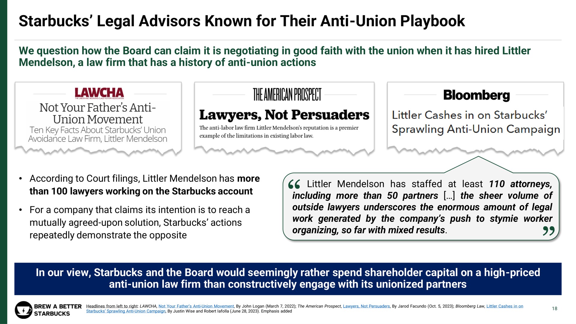 legal advisors known for their anti union playbook sant prospect lawyers not persuaders cashes in on | Strategic Organizing Center