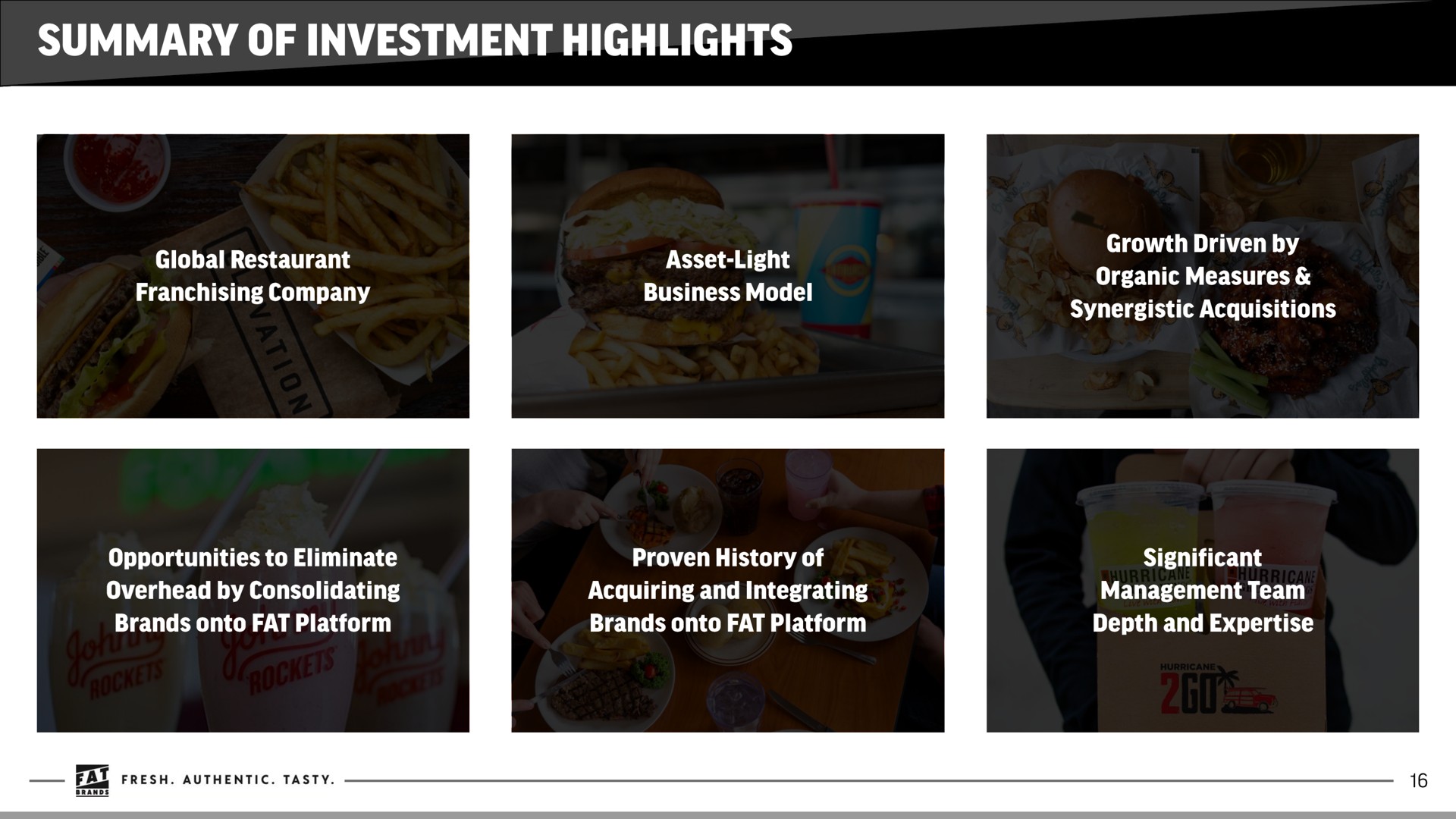 summary of investment highlights | FAT Brands