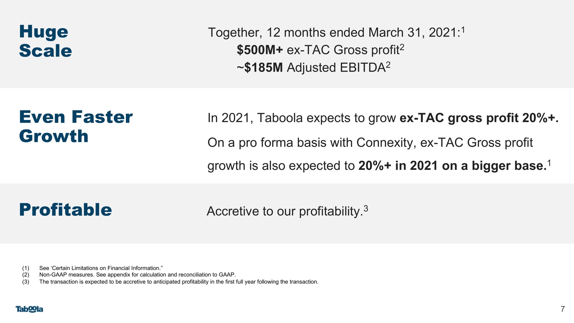 huge scale even faster growth profitable accretive to our profitability | Taboola