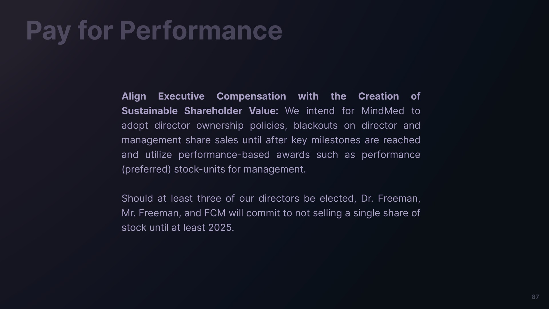 pay for performance | Freeman Capital Management