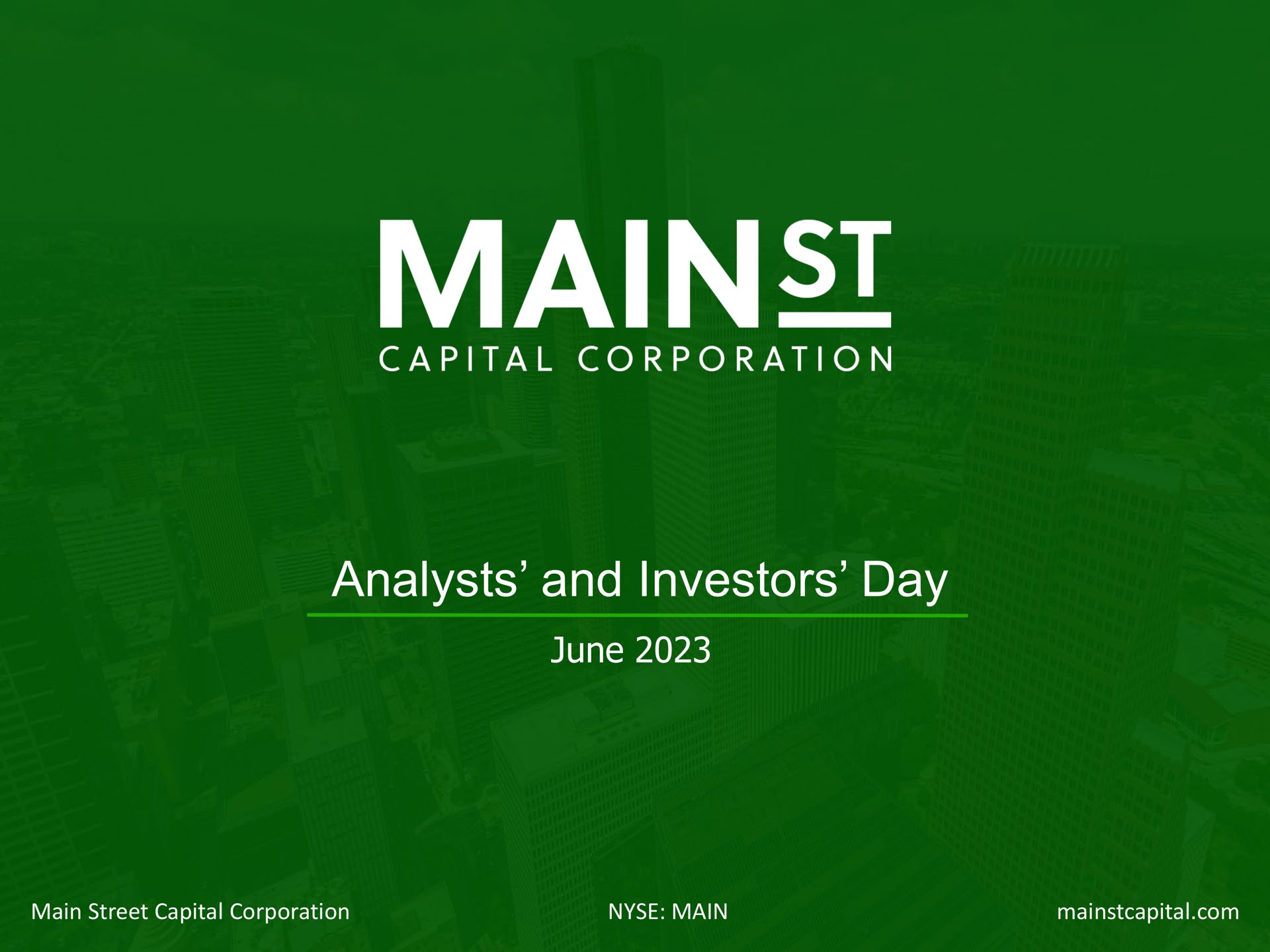 analysts and investors day june mains capital corporation | Main Street Capital