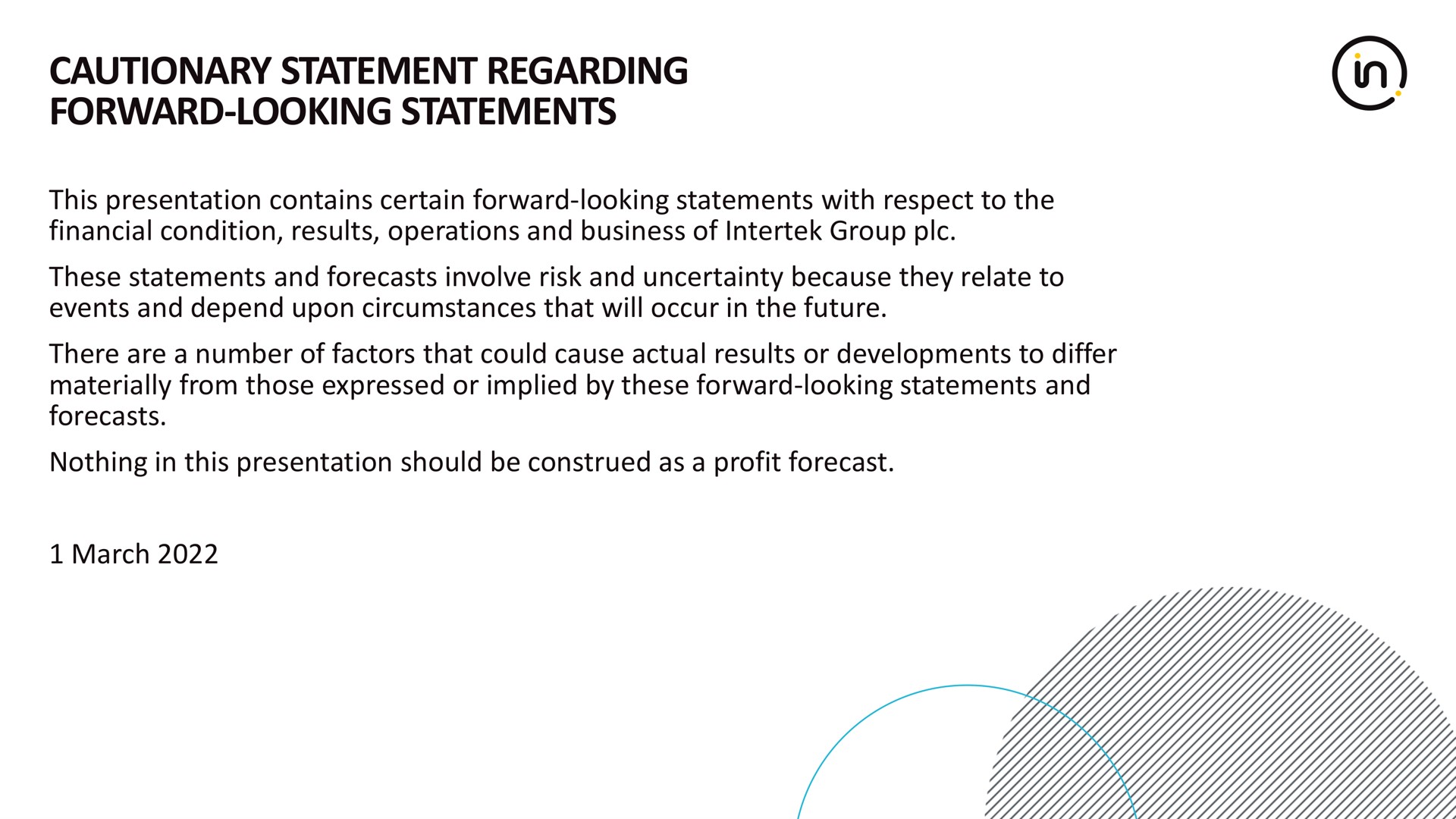 cautionary statement regarding forward looking statements in | Intertek