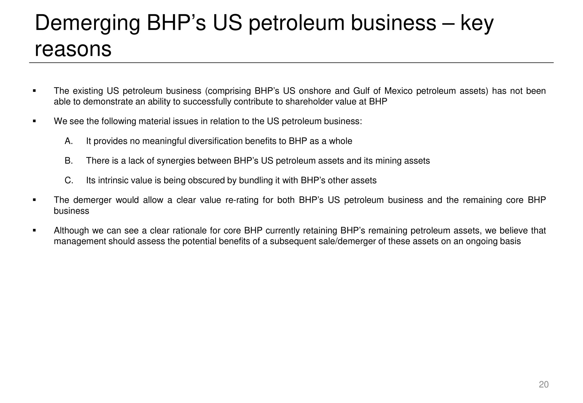 us petroleum business key reasons | Elliott Management