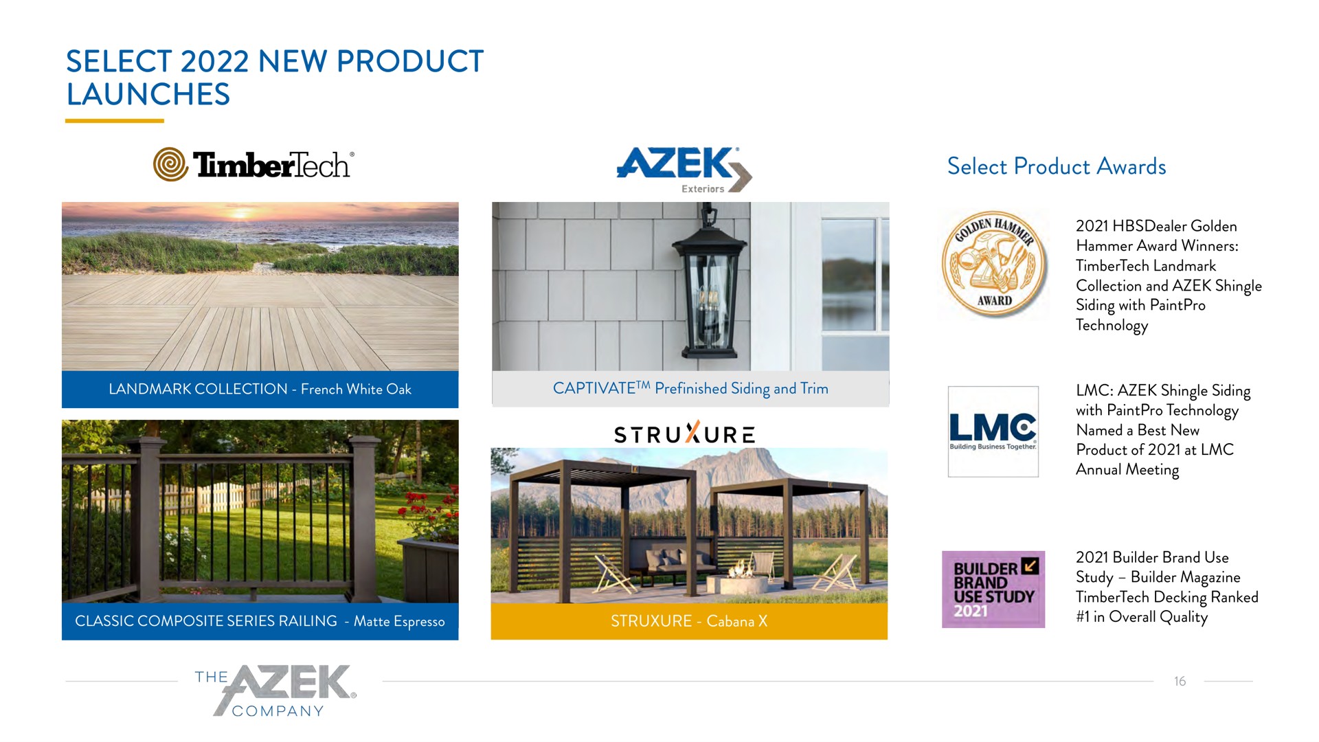 select new product launches select product awards | Azek