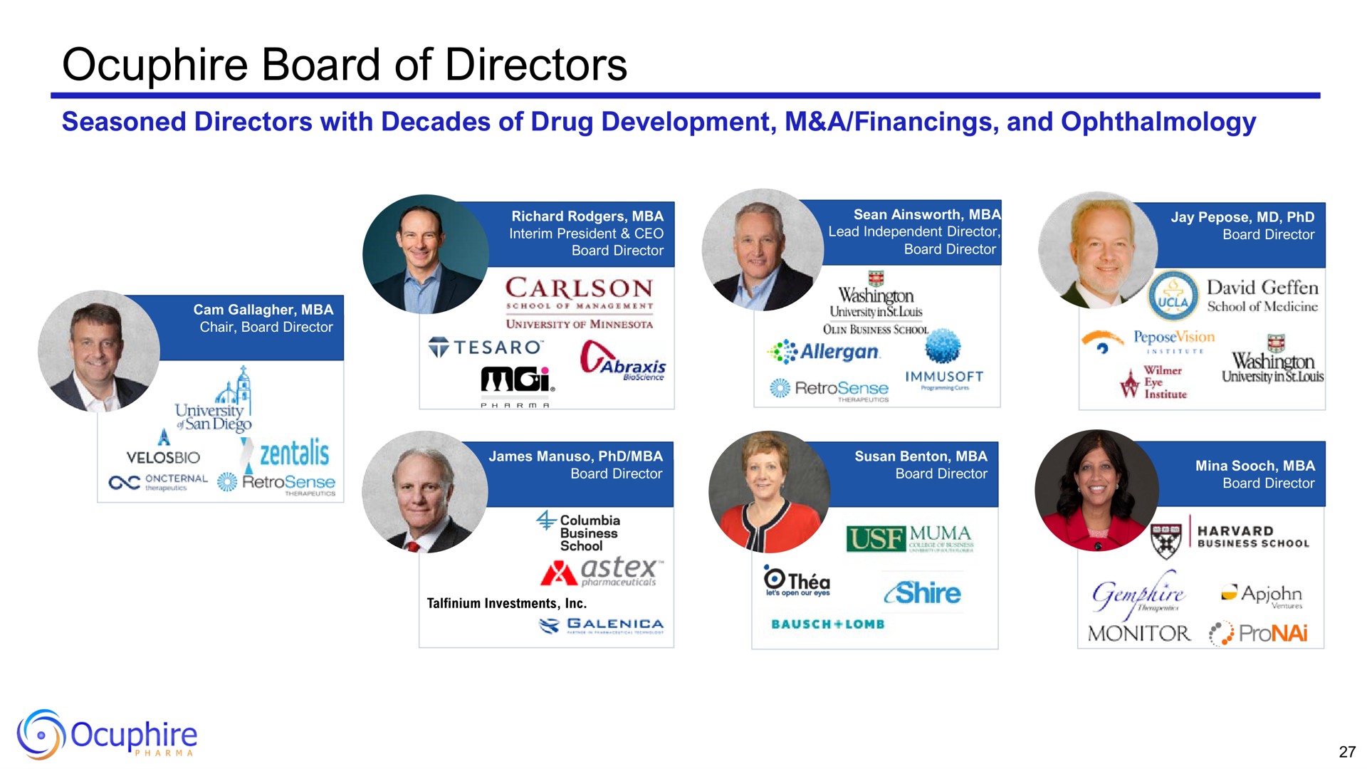 board of directors | Ocuphire Pharma