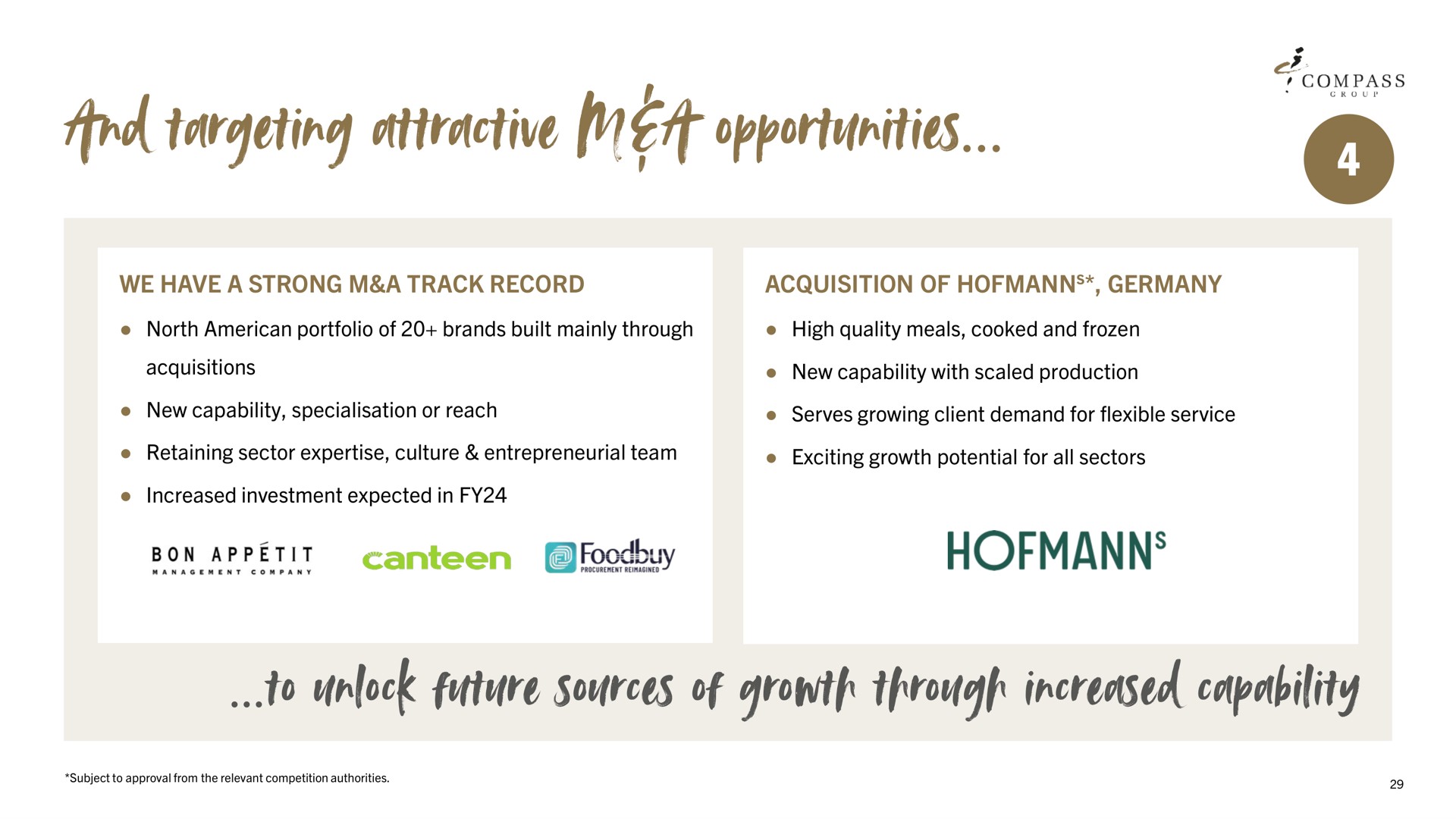and targeting attractive a opportunities | Compass Group