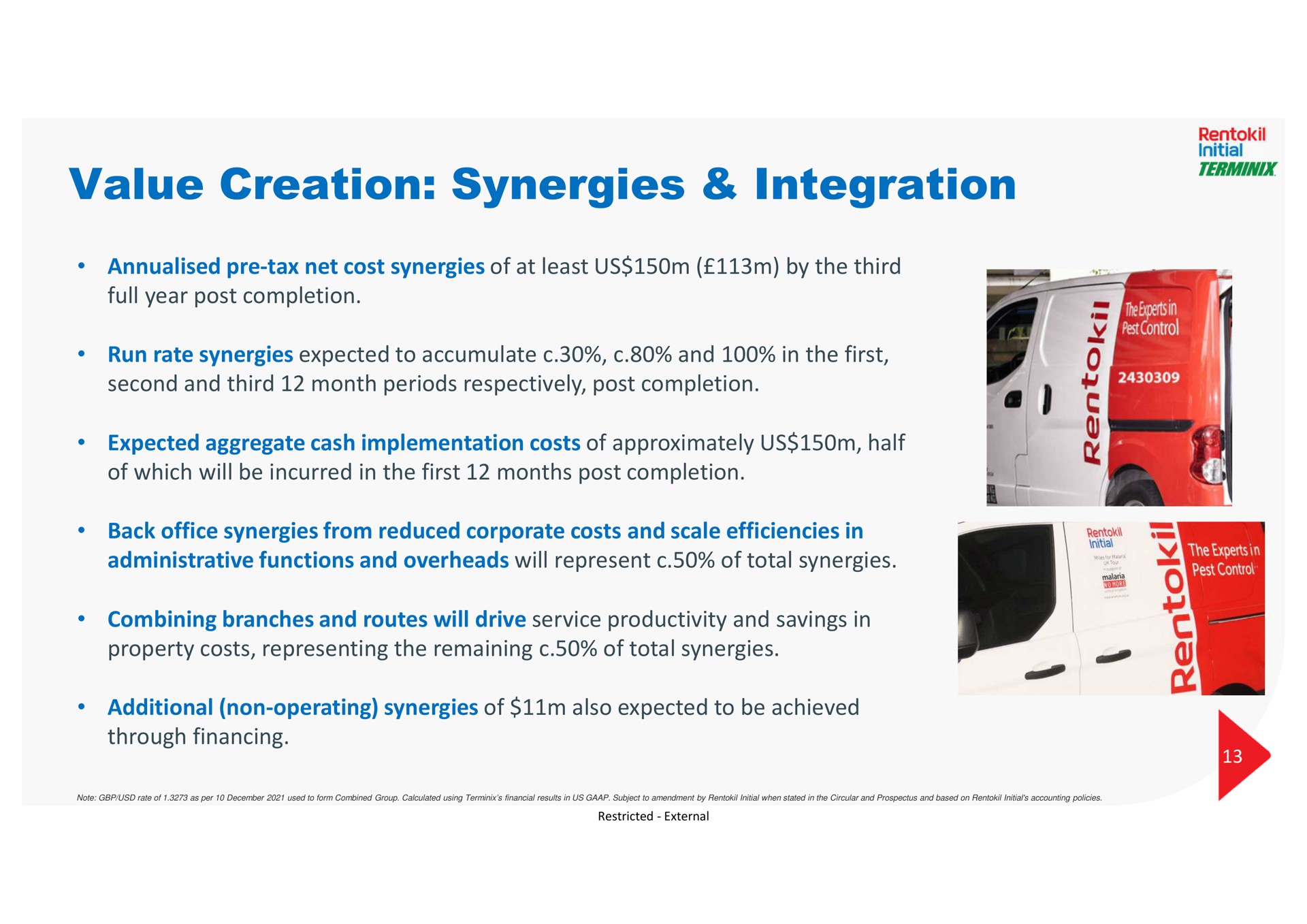 value creation synergies integration | Rentokil Initial