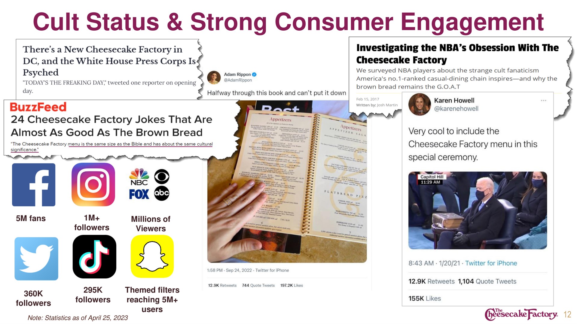 cult status strong consumer engagement | Cheesecake Factory