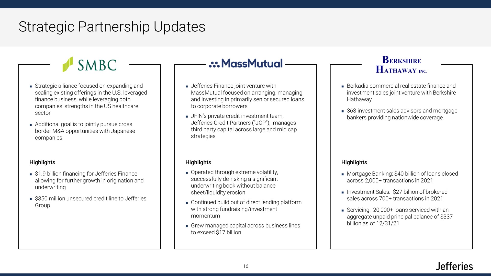 strategic partnership updates | Jefferies Financial Group
