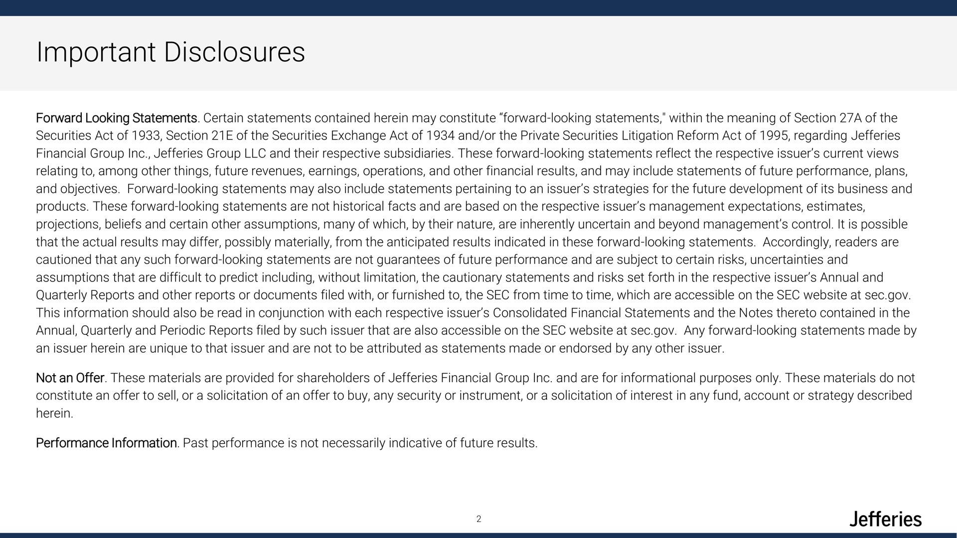 important disclosures | Jefferies Financial Group