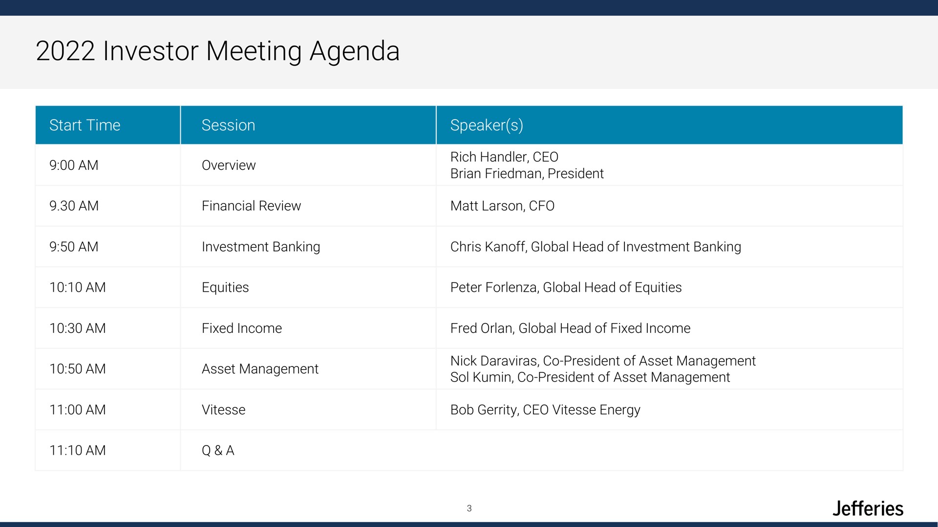 investor meeting agenda | Jefferies Financial Group