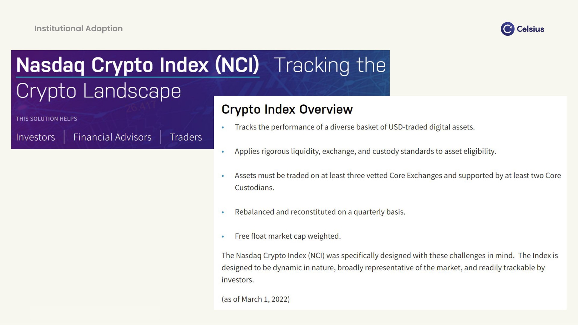 index tracking the landscape | Celsius Network