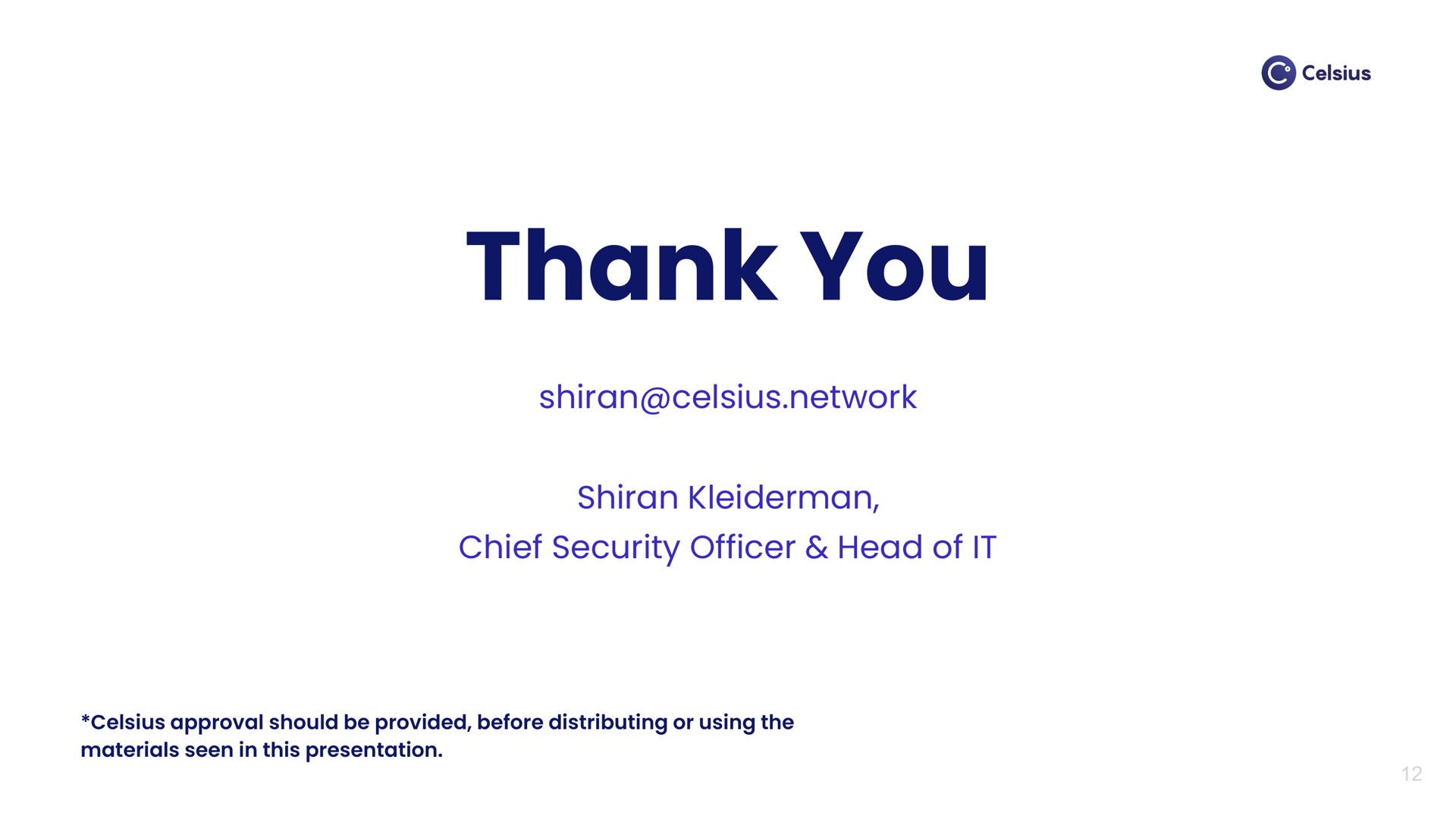 thank you | Celsius Network