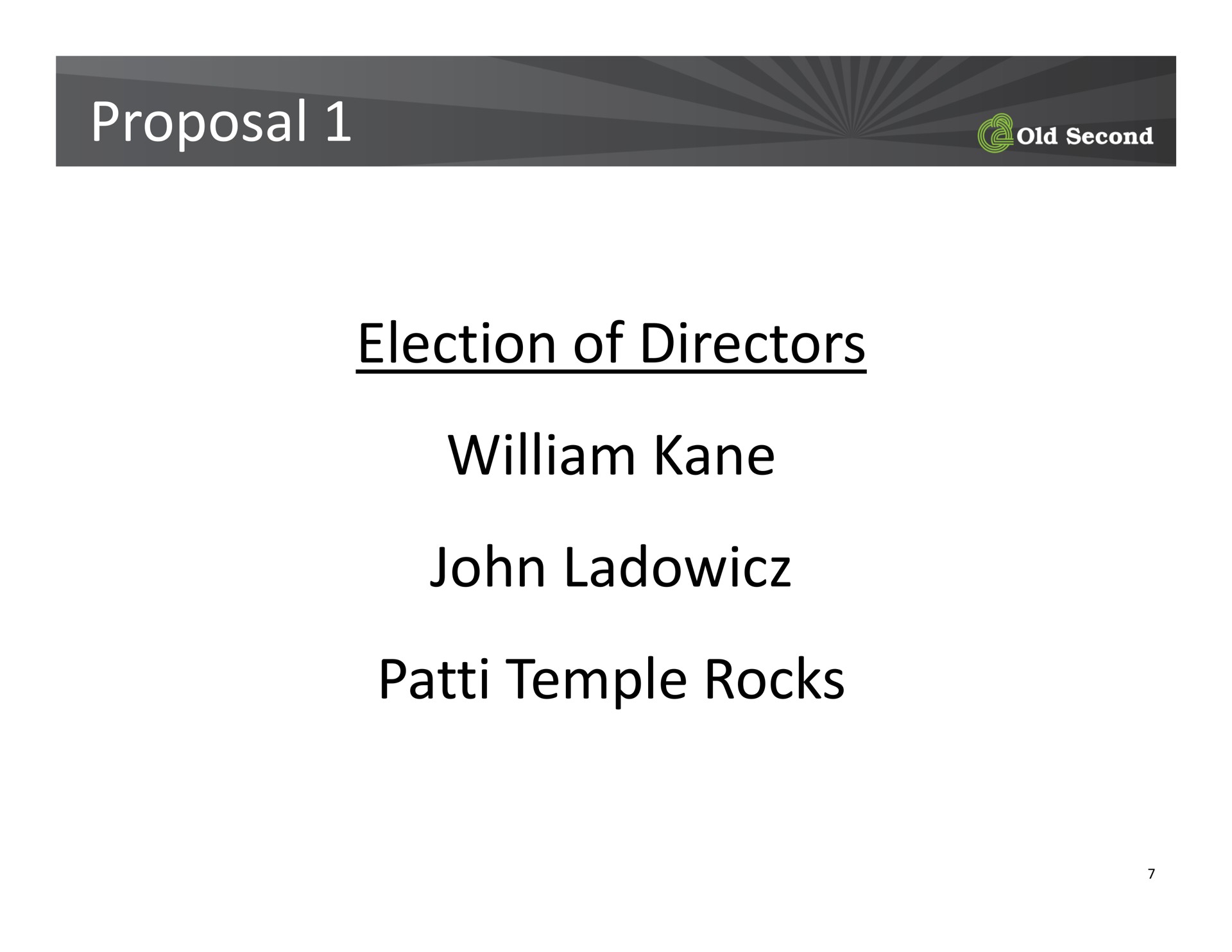 proposal election of directors temple rocks | Old Second Bancorp